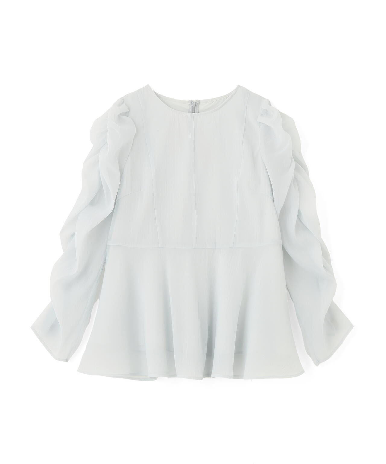 【一部店舗・mix.tokyo 限定カラー:ペールイエロー】シアーペプラムブラウス