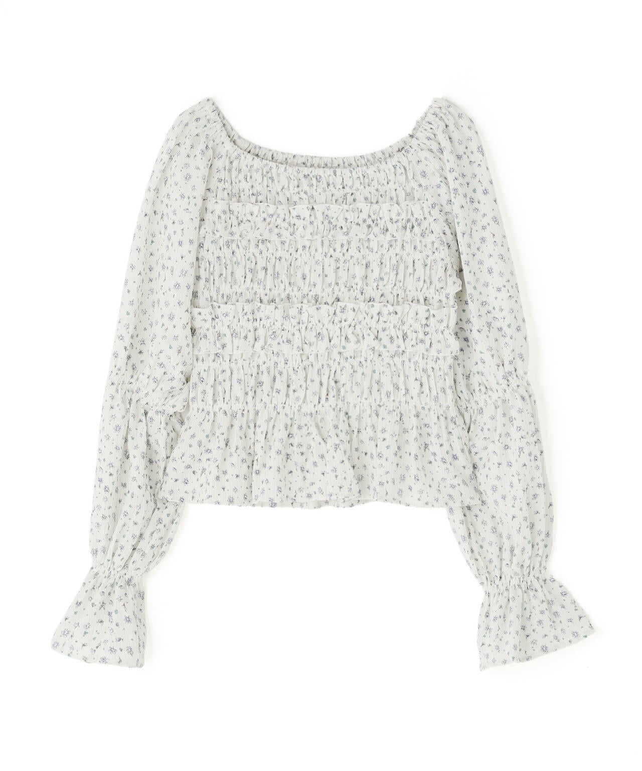 ミニフラワーシャーリングブラウス