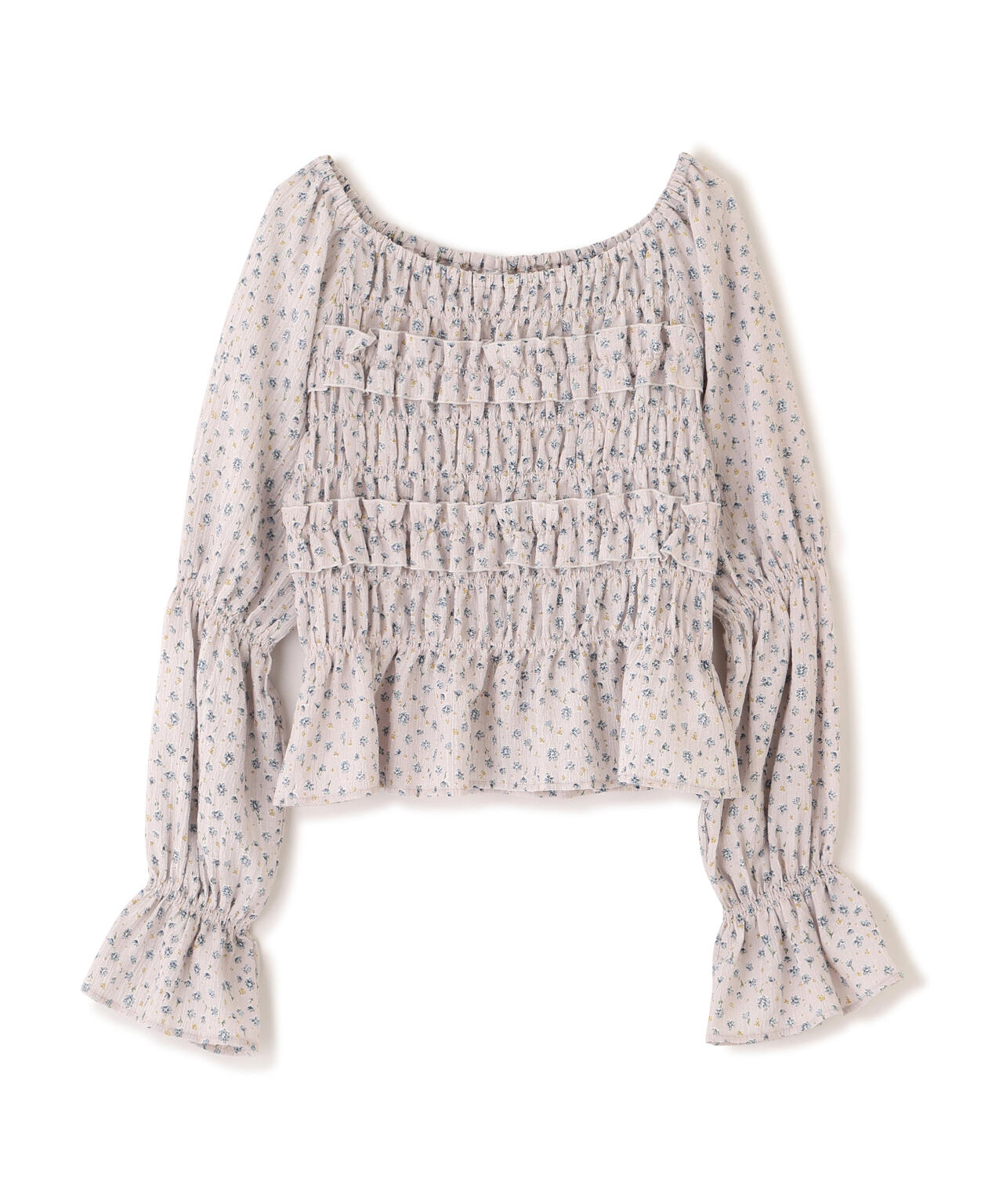 ミニフラワーシャーリングブラウス