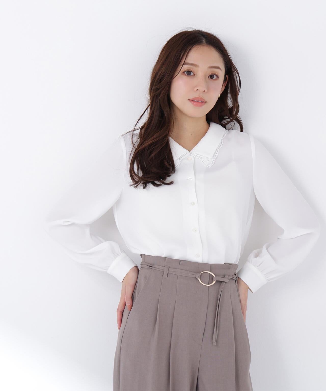 レースダブルカラーブラウス