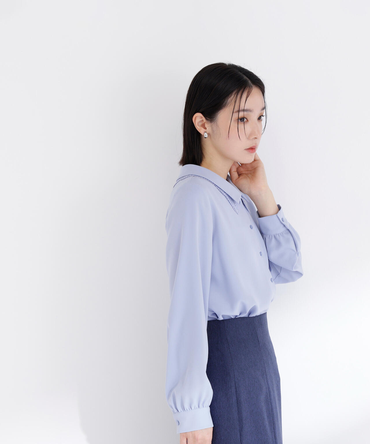 レースダブルカラーブラウス