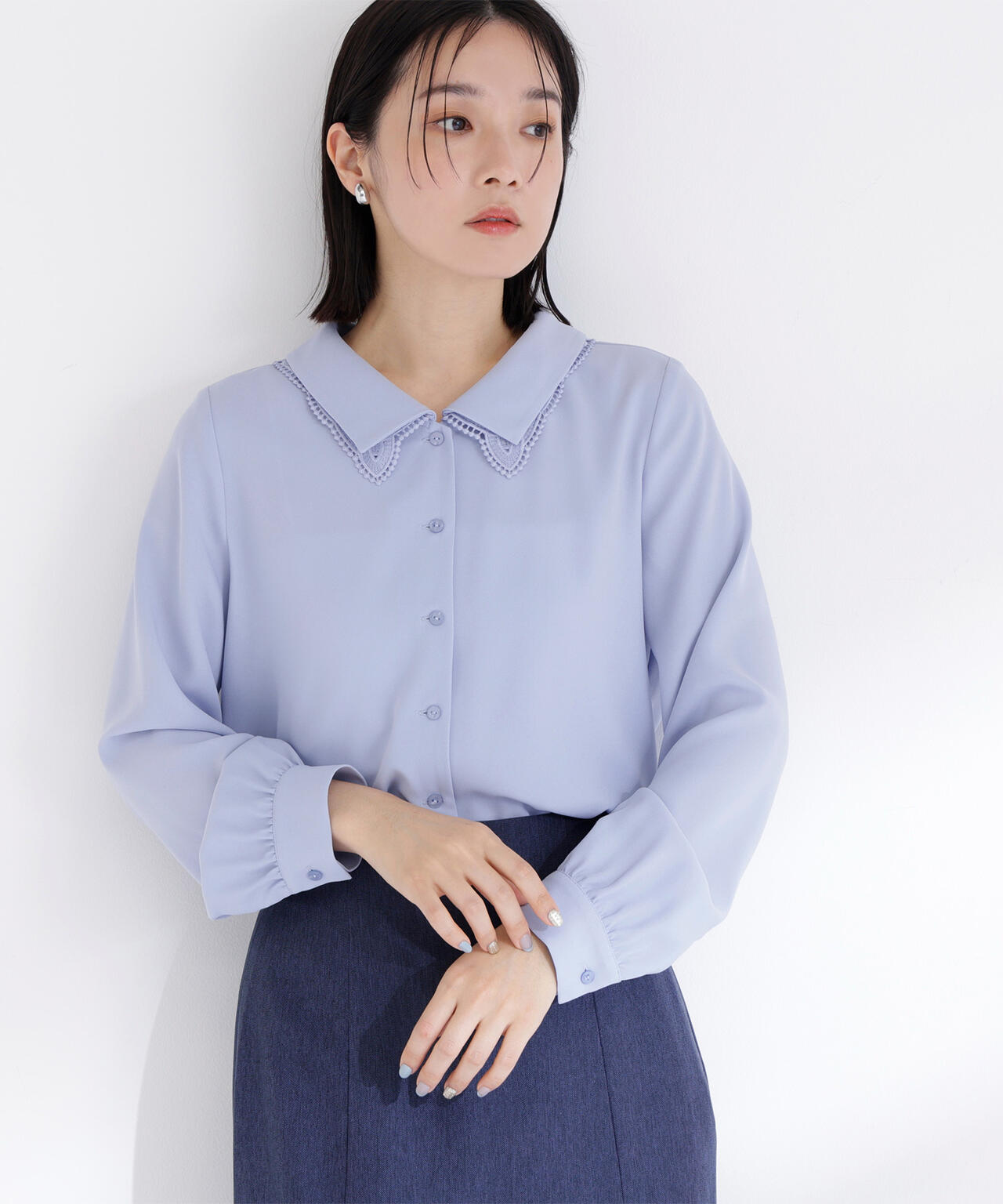 レースダブルカラーブラウス