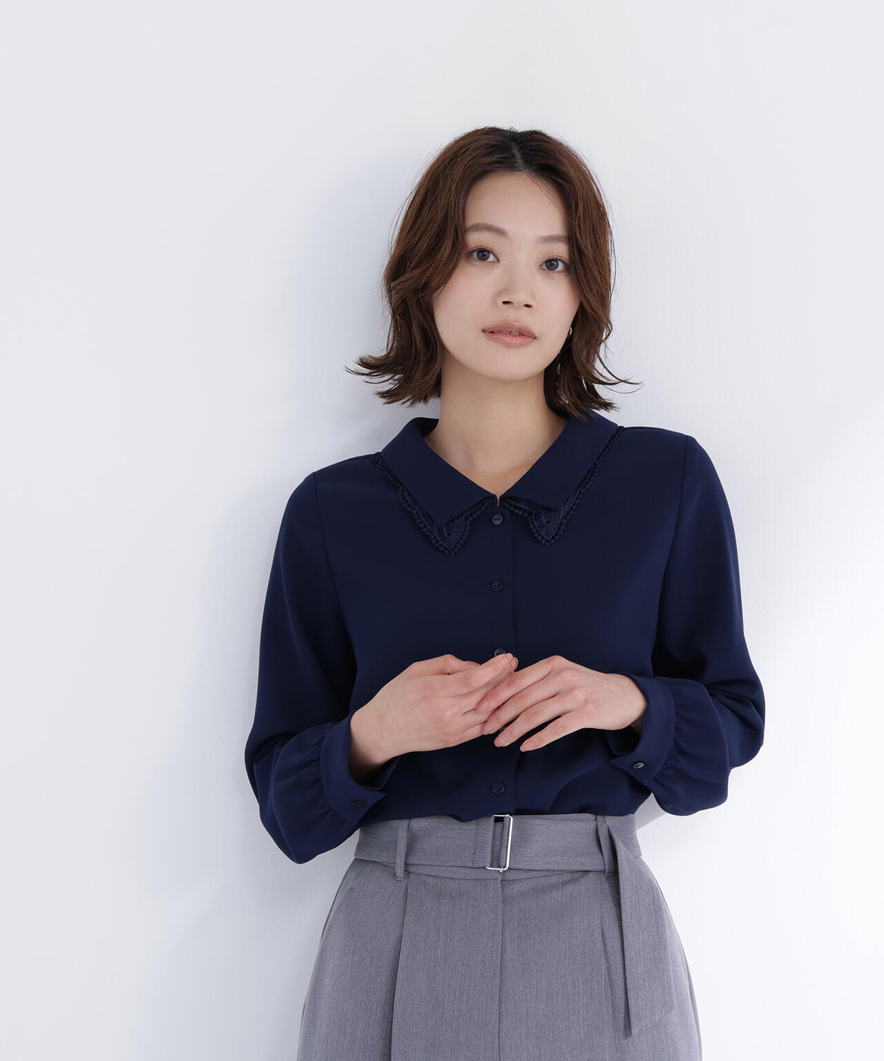 レースダブルカラーブラウス