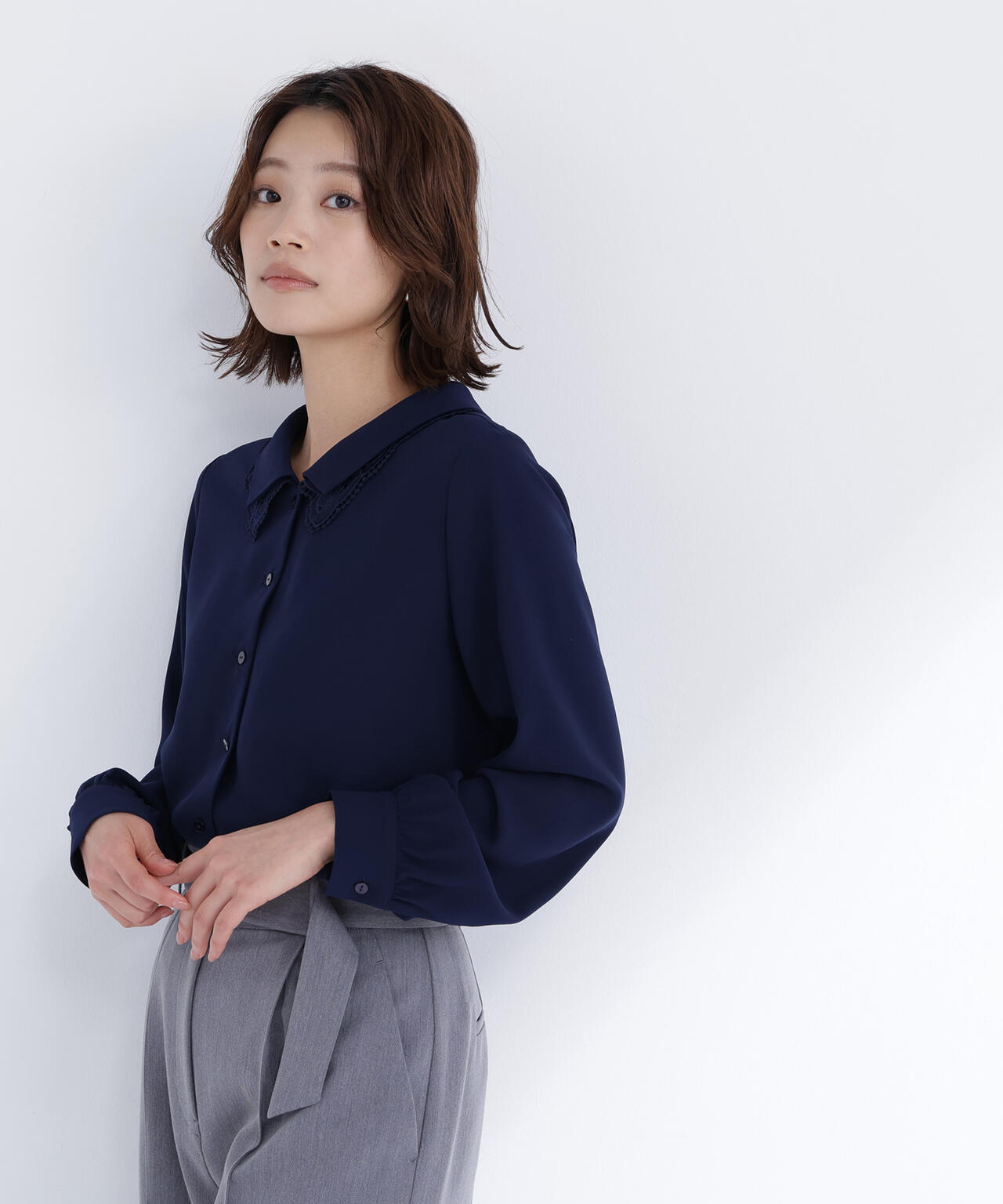 レースダブルカラーブラウス