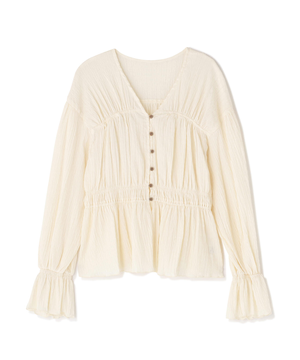 Vネックギャザーブラウス