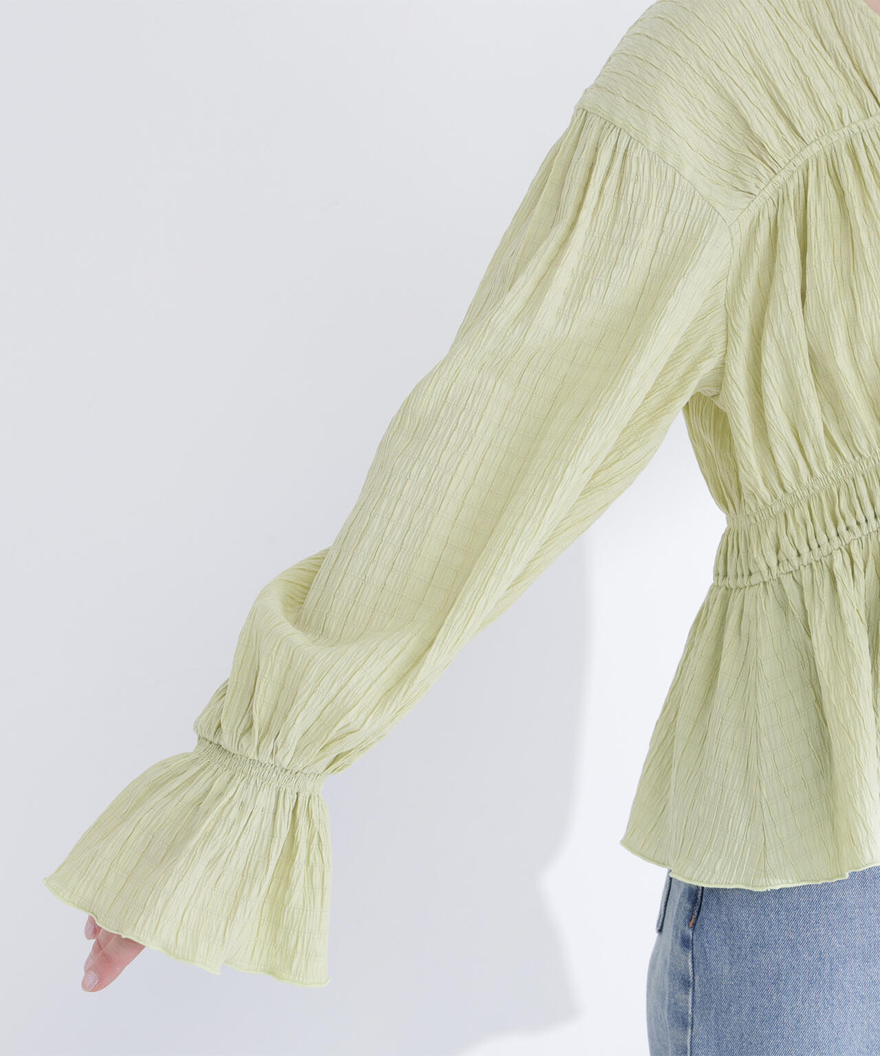 Vネックギャザーブラウス