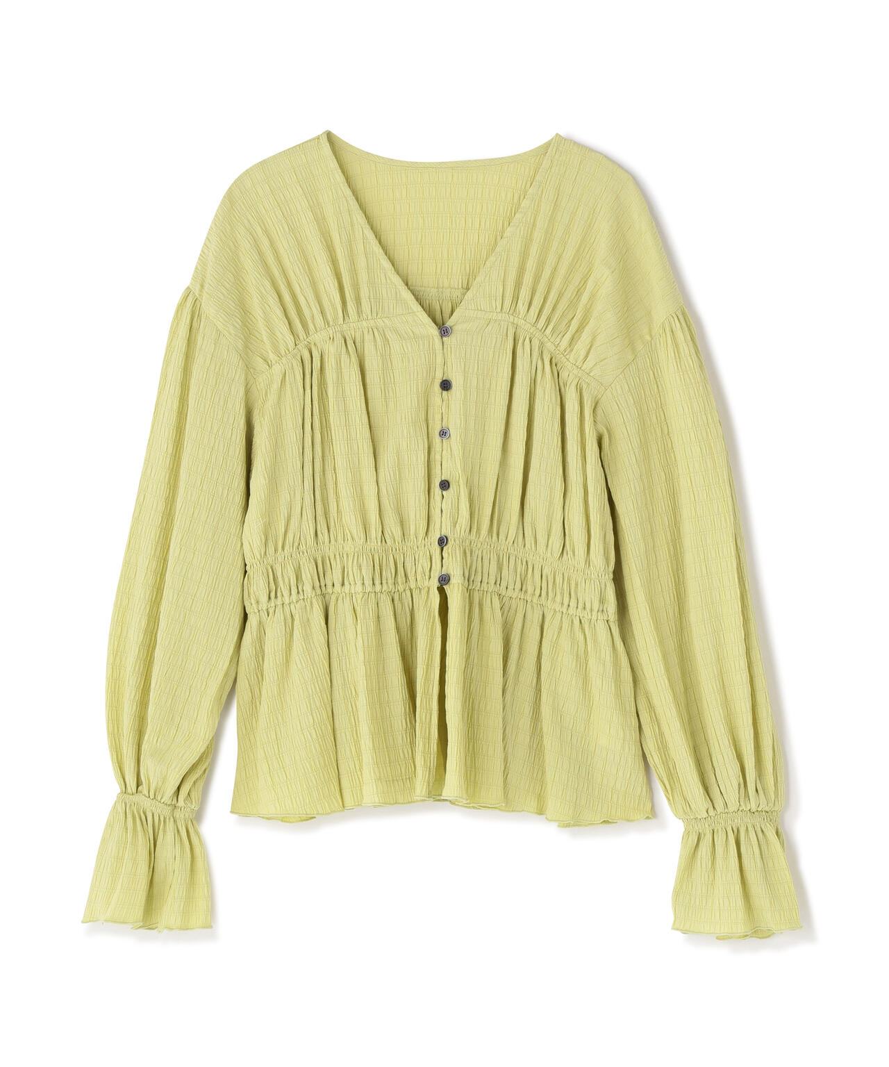 Vネックギャザーブラウス