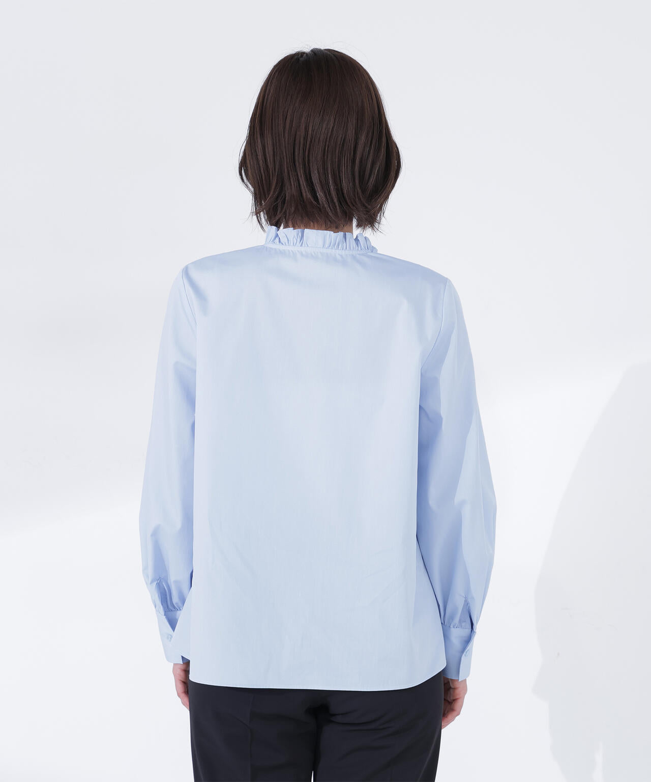 スタンドネックフリルブラウス