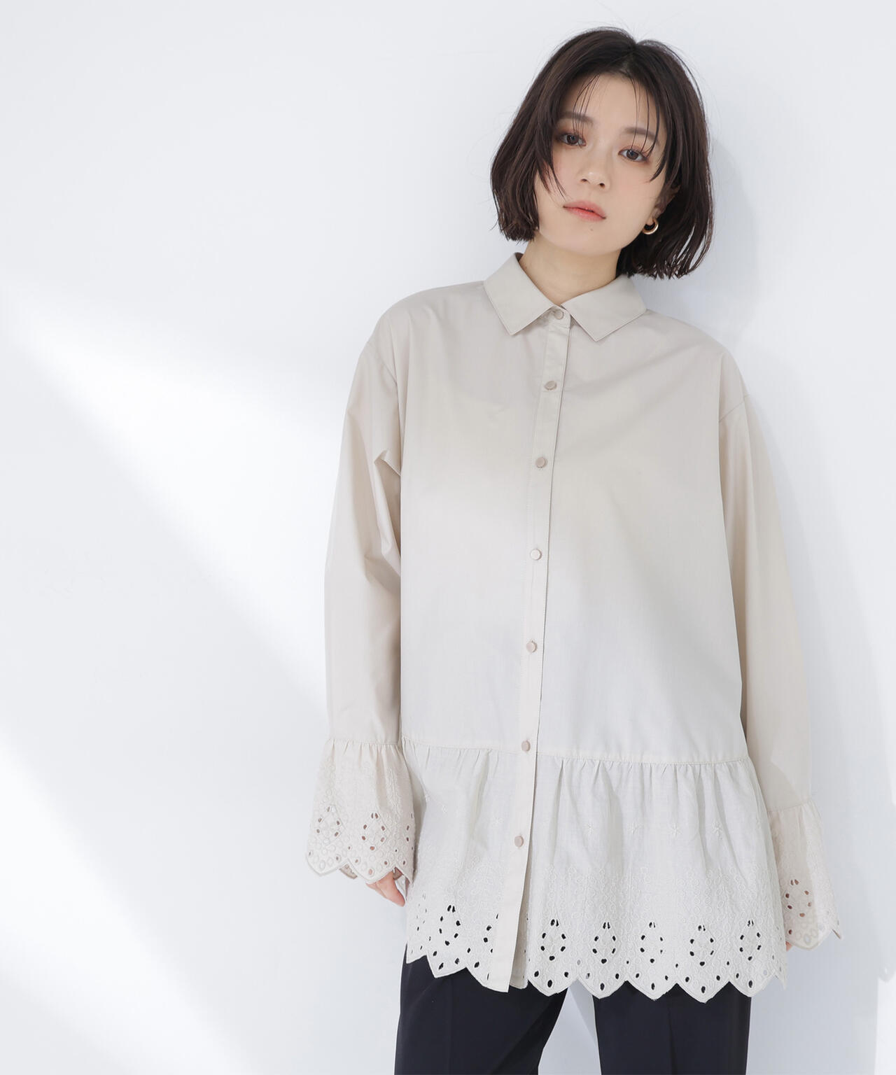 【Oggi5月号掲載】レース切替オーバーシャツ