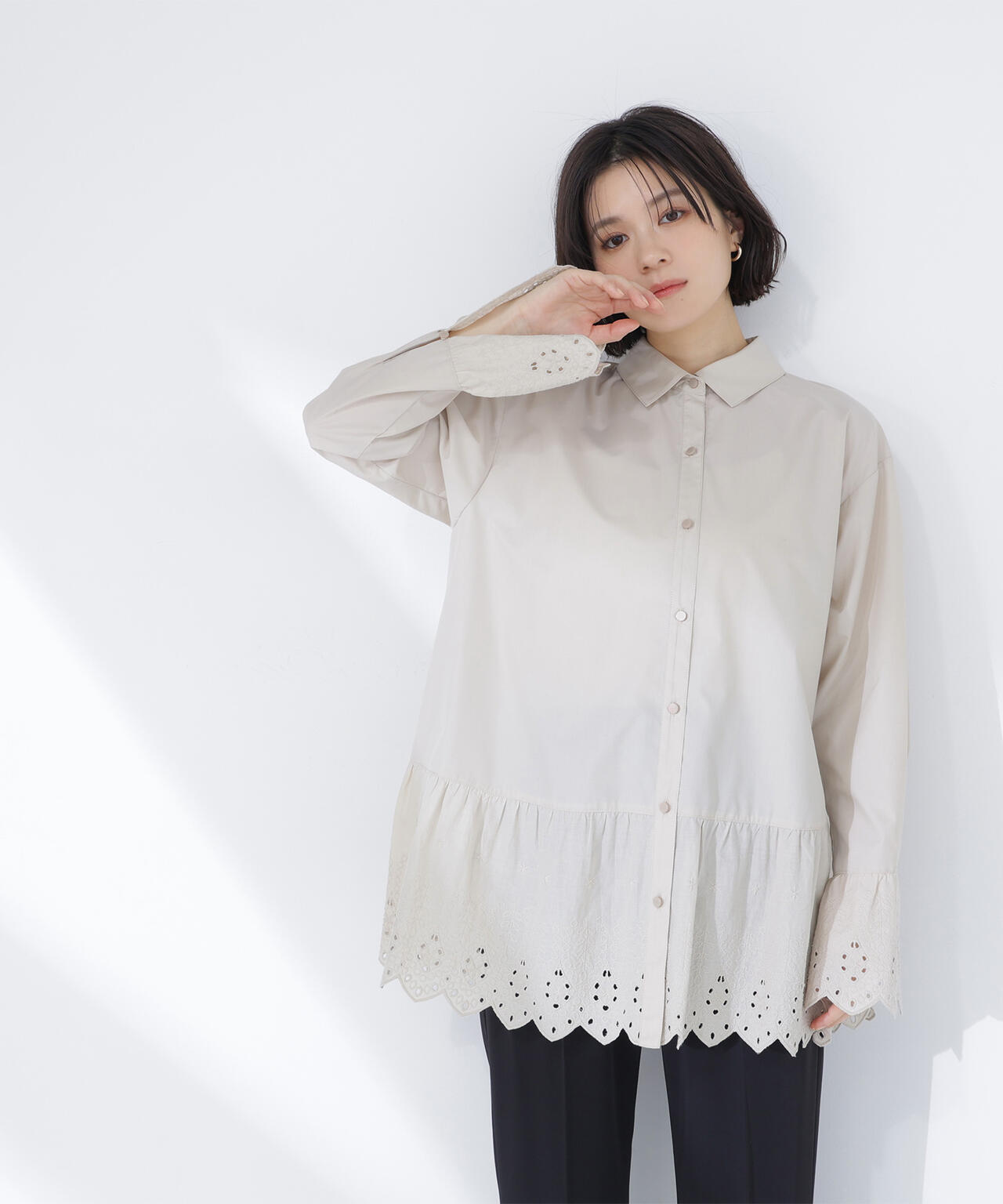 【Oggi5月号掲載】レース切替オーバーシャツ