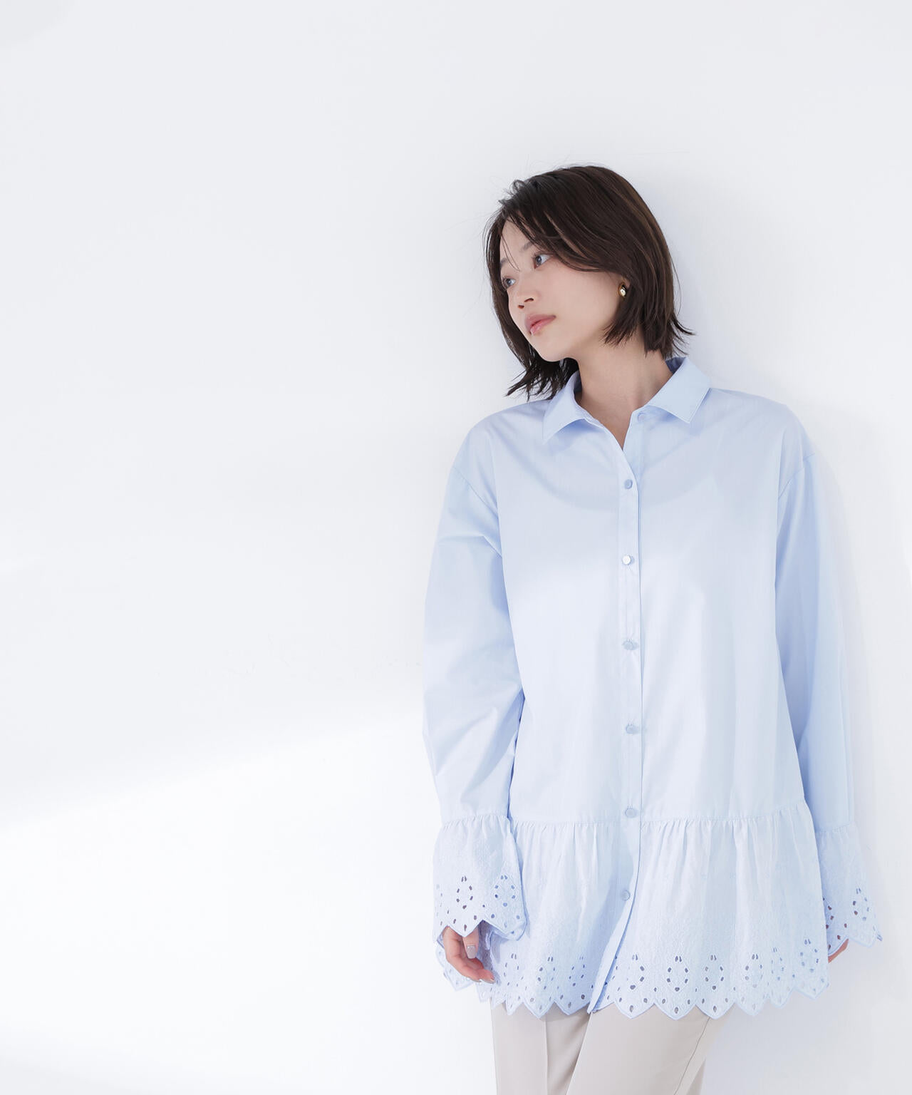 【Oggi5月号掲載】レース切替オーバーシャツ