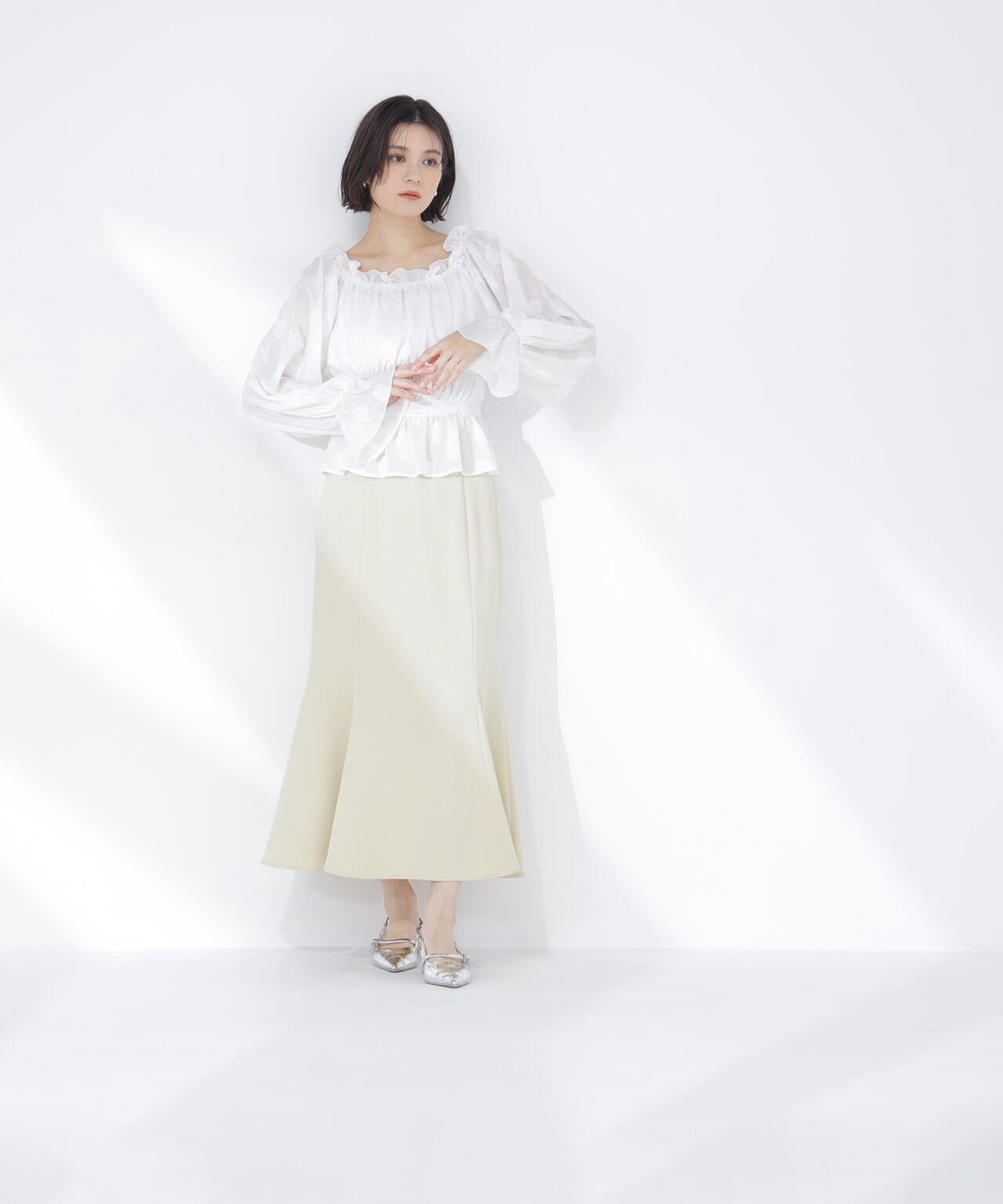 フラワージャガードブラウス