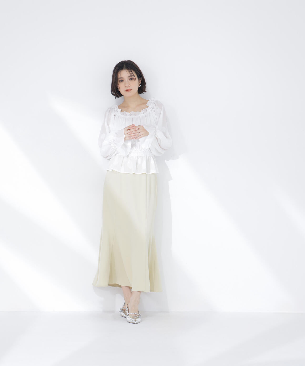 フラワージャガードブラウス