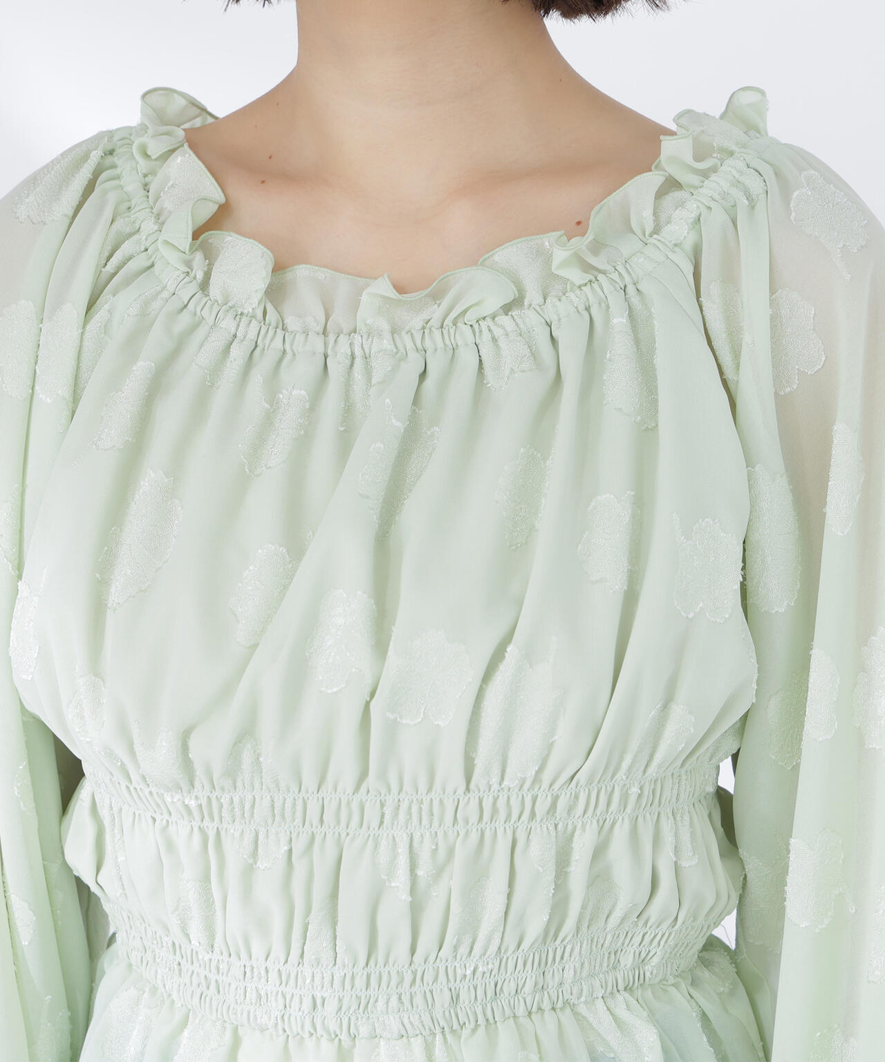 フラワージャガードブラウス