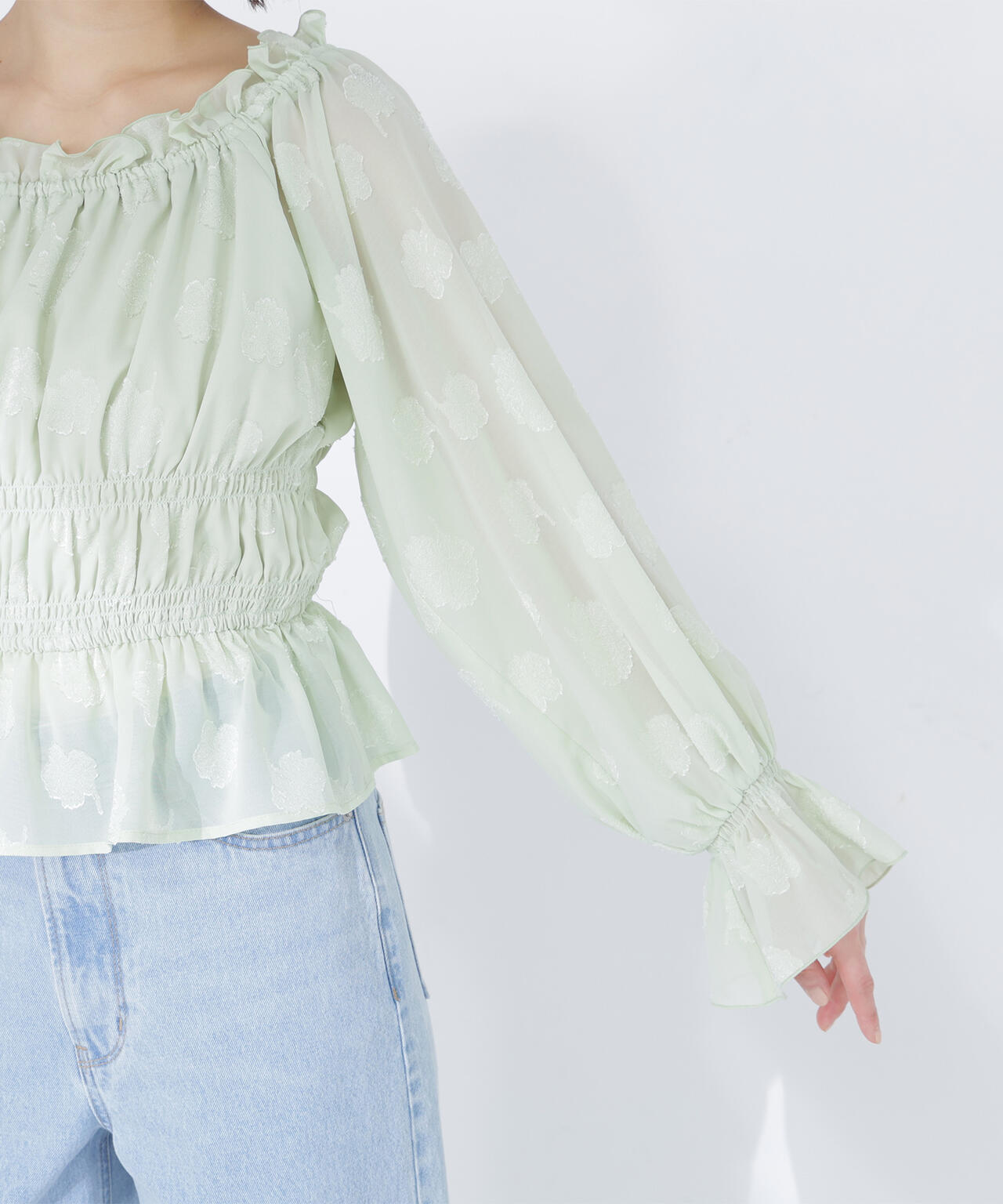 フラワージャガードブラウス