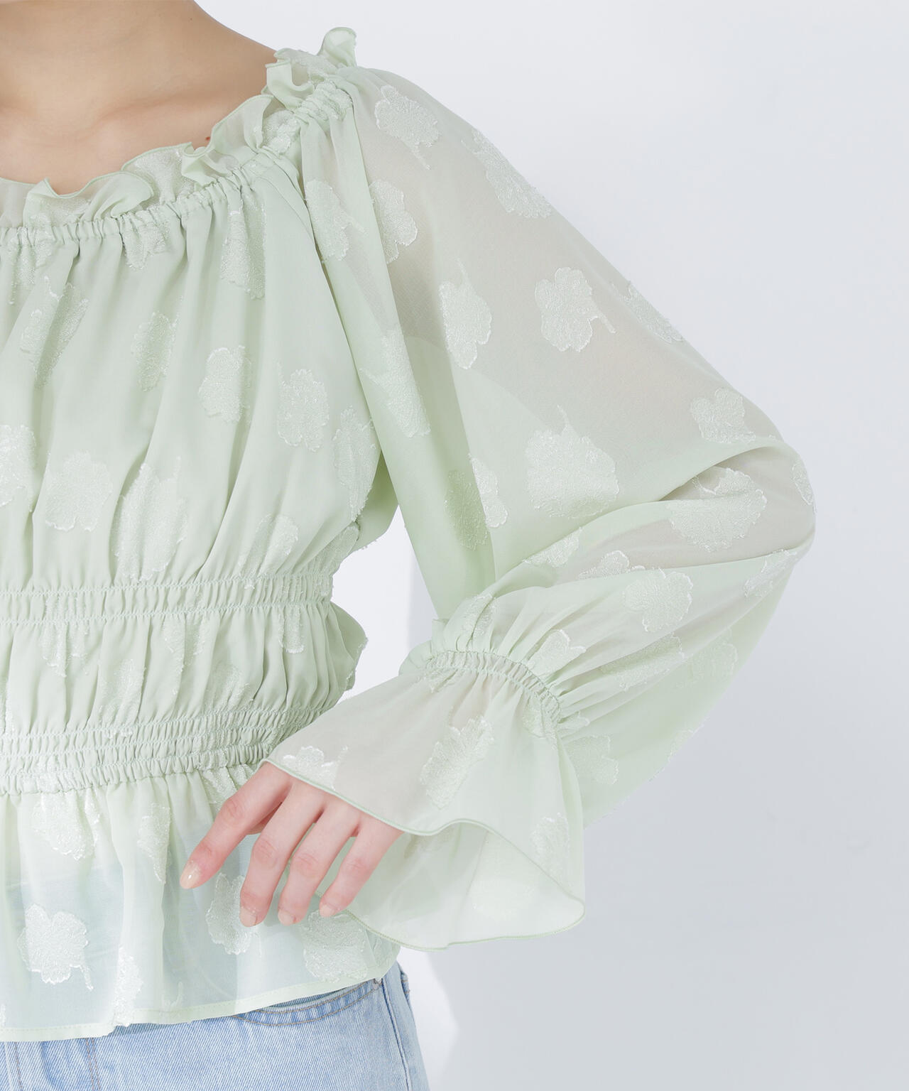 フラワージャガードブラウス