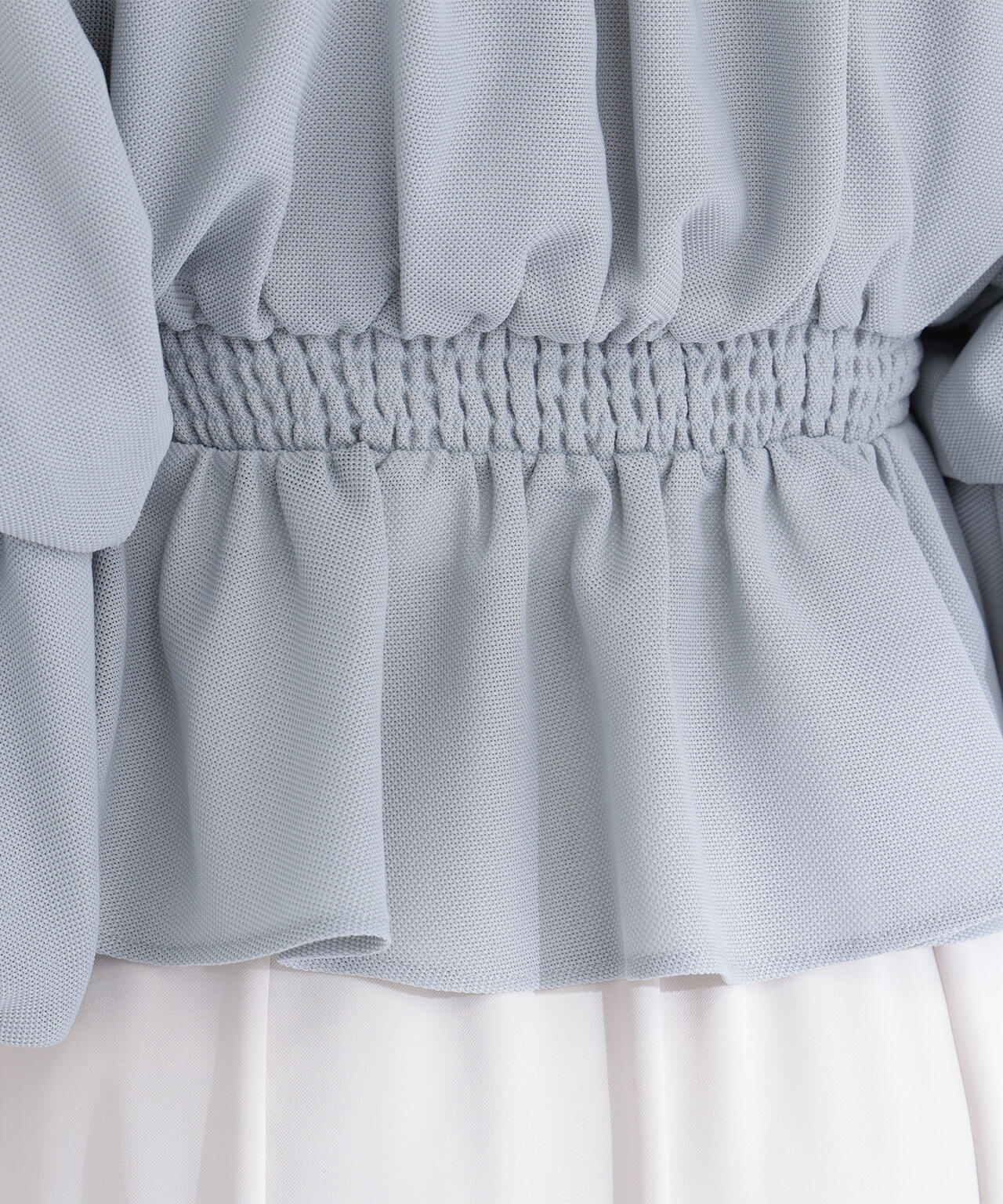 メッシュギャザーペプラムブラウス