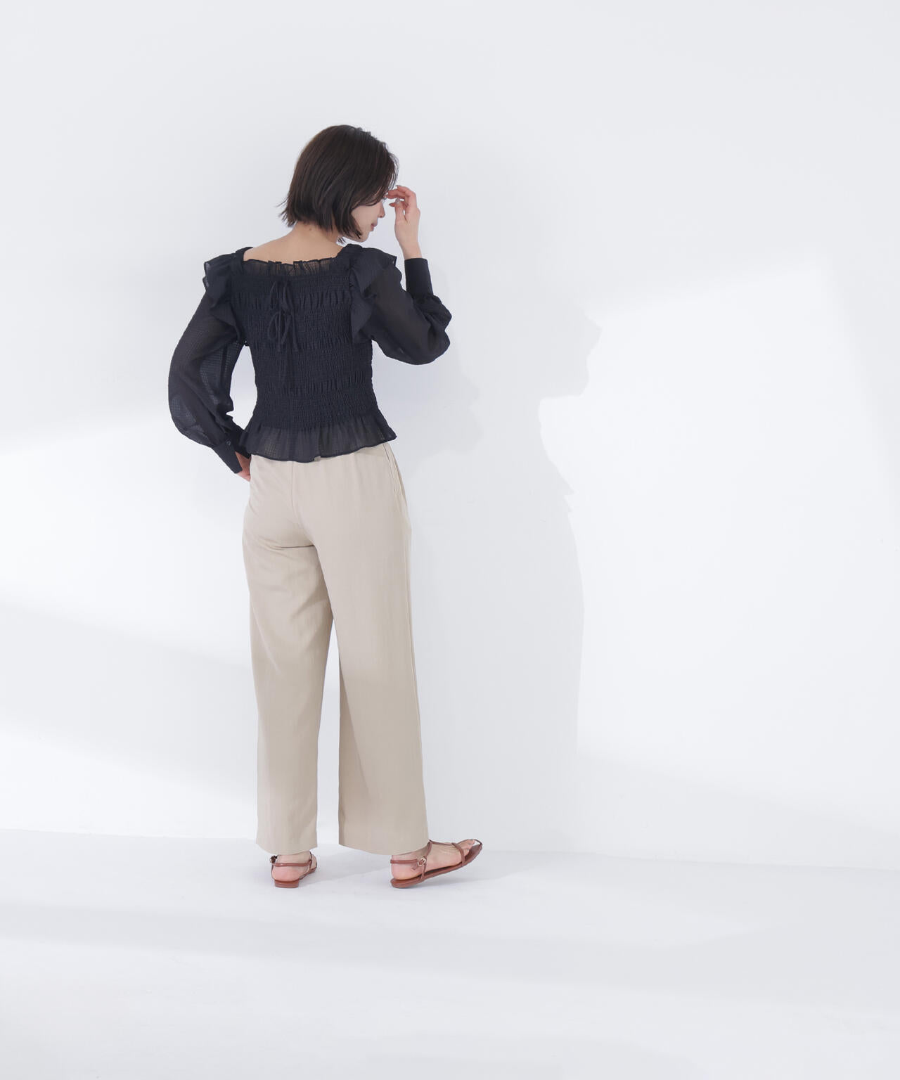 【一部店舗・mix.tokyo 限定カラー:イエロー】シアーチェックシャーリングブラウス