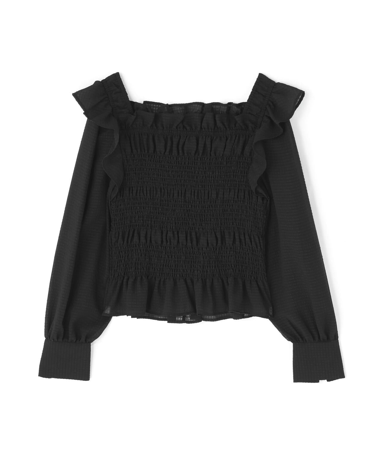 【一部店舗・mix.tokyo 限定カラー:イエロー】シアーチェックシャーリングブラウス