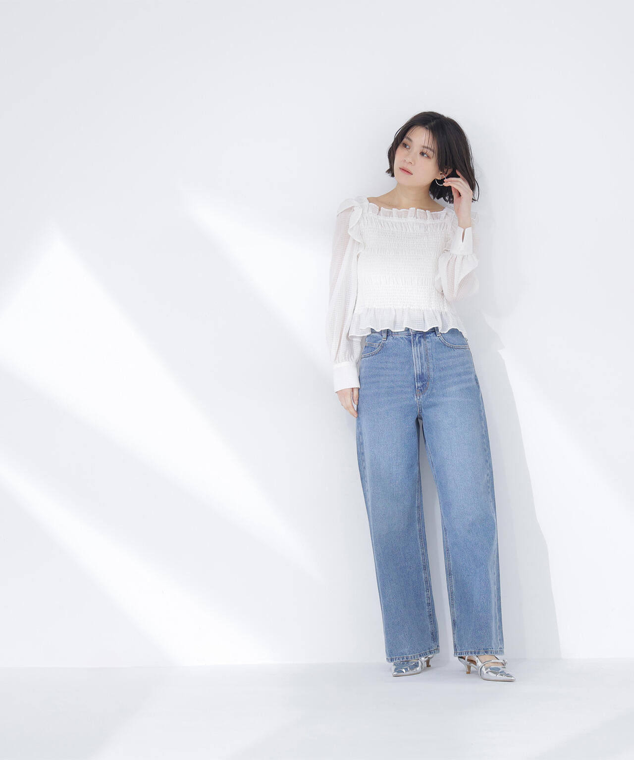 【6/12 10:00~6/15 SPECIAL COUPON 対象商品】シアーチェックシャーリングブラウス