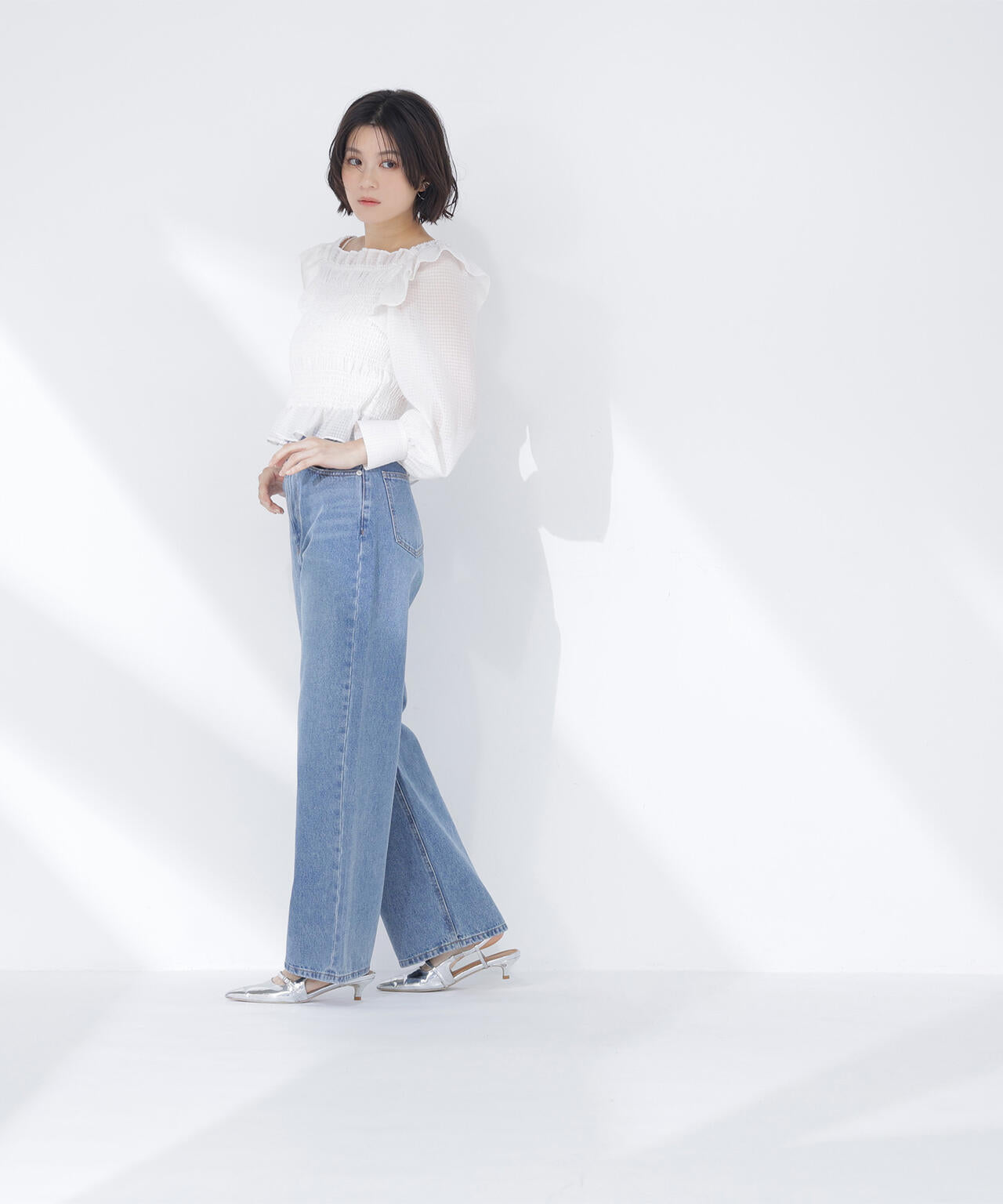 【6/12 10:00~6/15 SPECIAL COUPON 対象商品】シアーチェックシャーリングブラウス