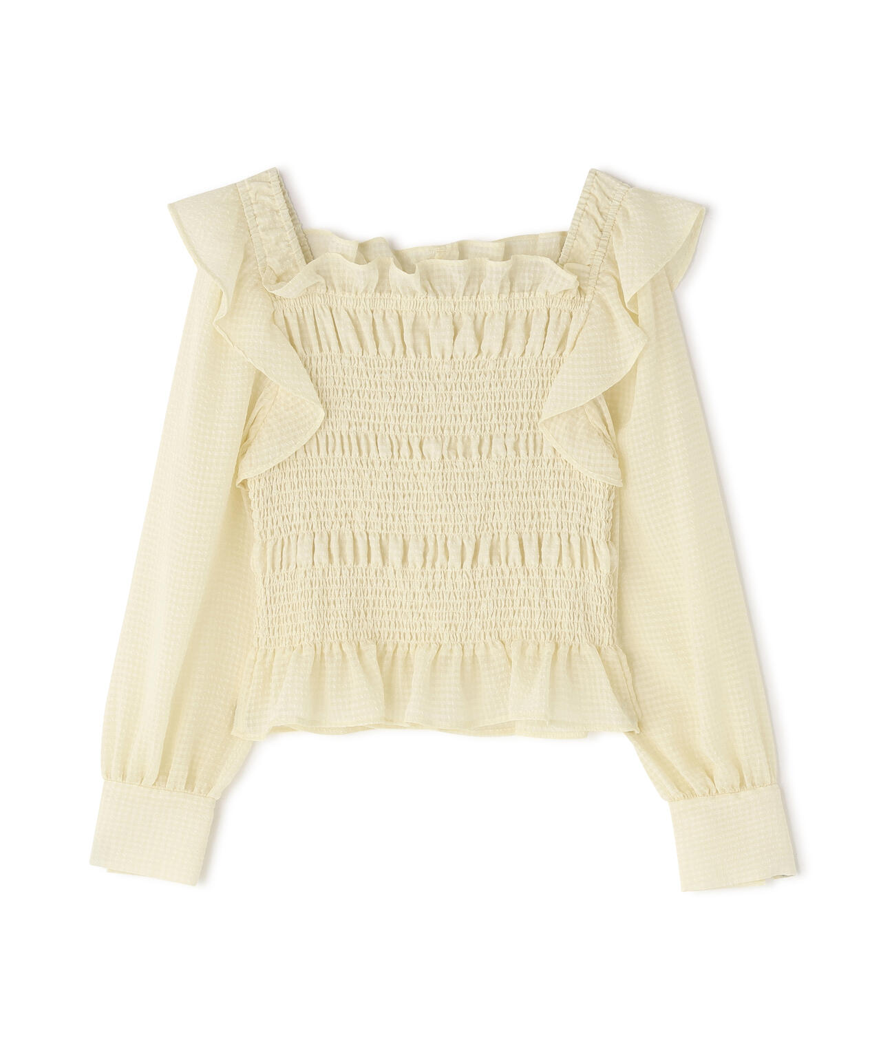 【一部店舗・mix.tokyo 限定カラー:イエロー】シアーチェックシャーリングブラウス