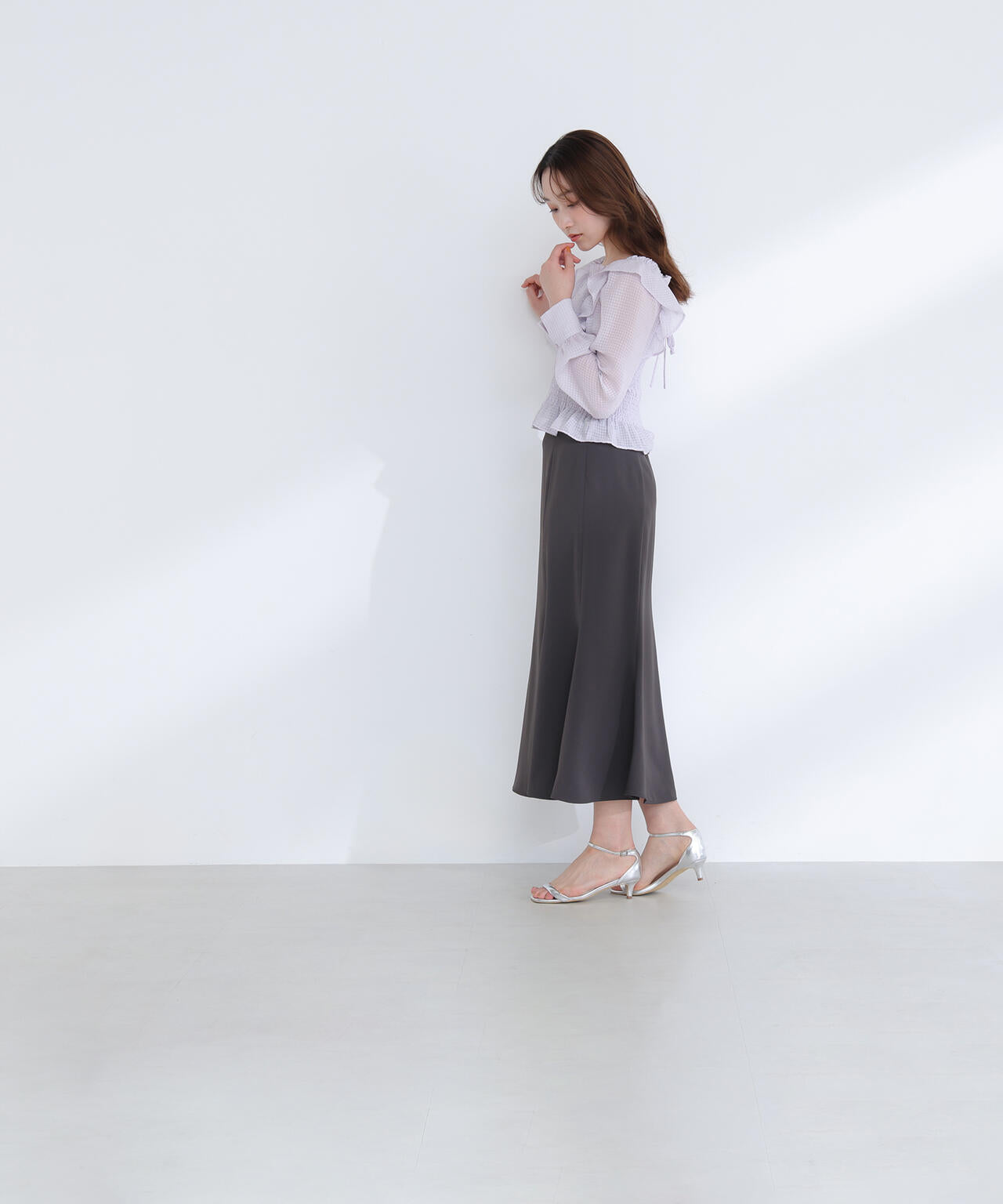 【6/12 10:00~6/15 SPECIAL COUPON 対象商品】シアーチェックシャーリングブラウス