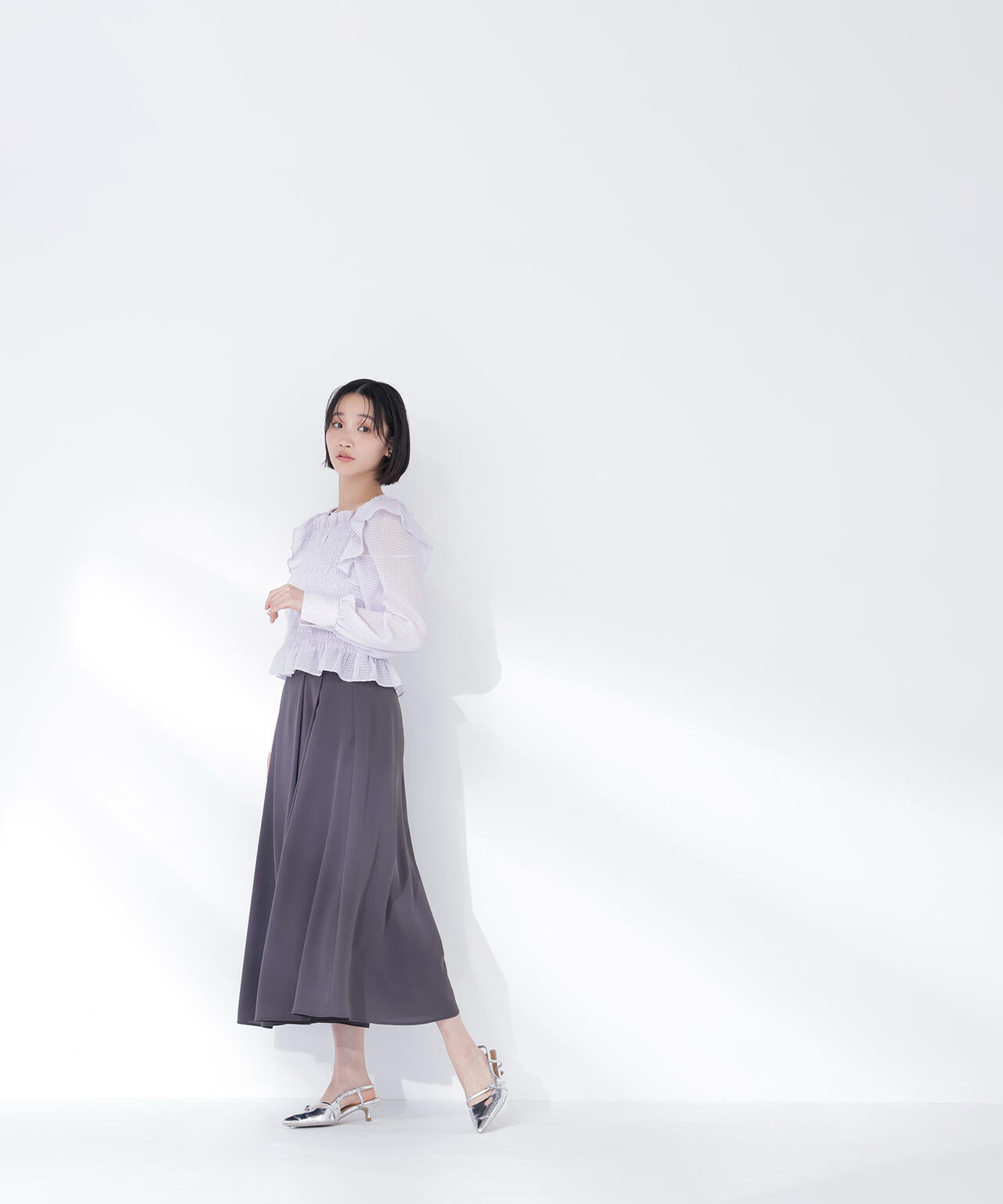 【6/12 10:00~6/15 SPECIAL COUPON 対象商品】シアーチェックシャーリングブラウス