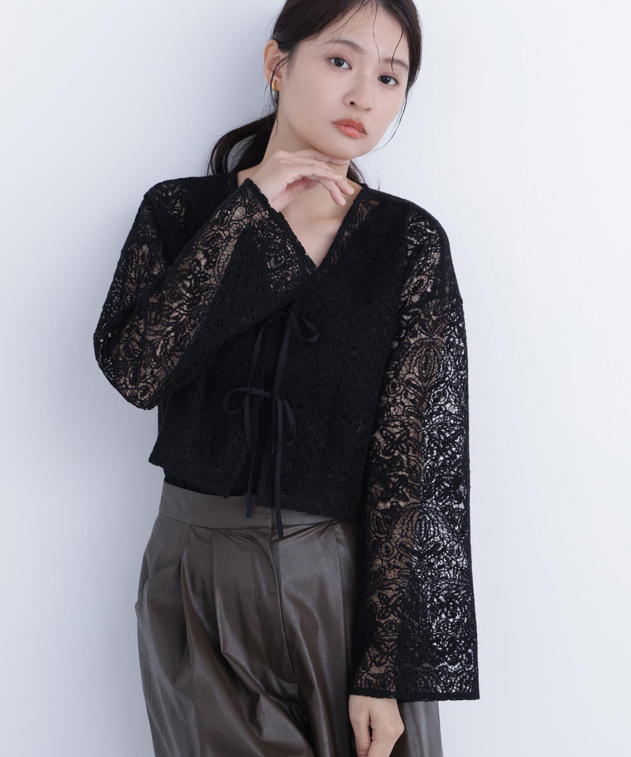 レース羽織ブラウス
