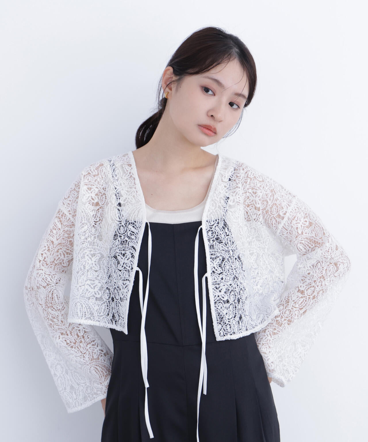 レース羽織ブラウス