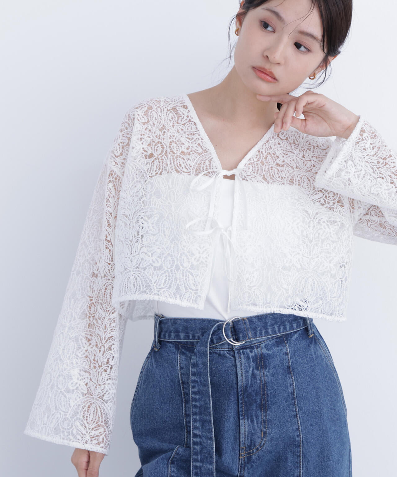 レース羽織ブラウス