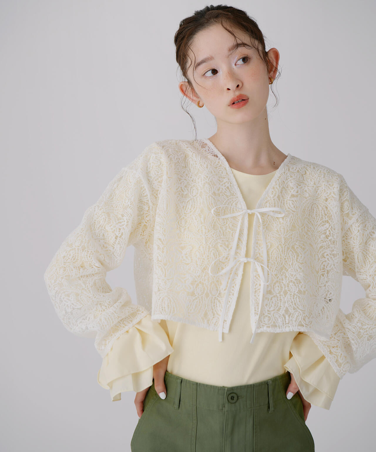 レース羽織ブラウス