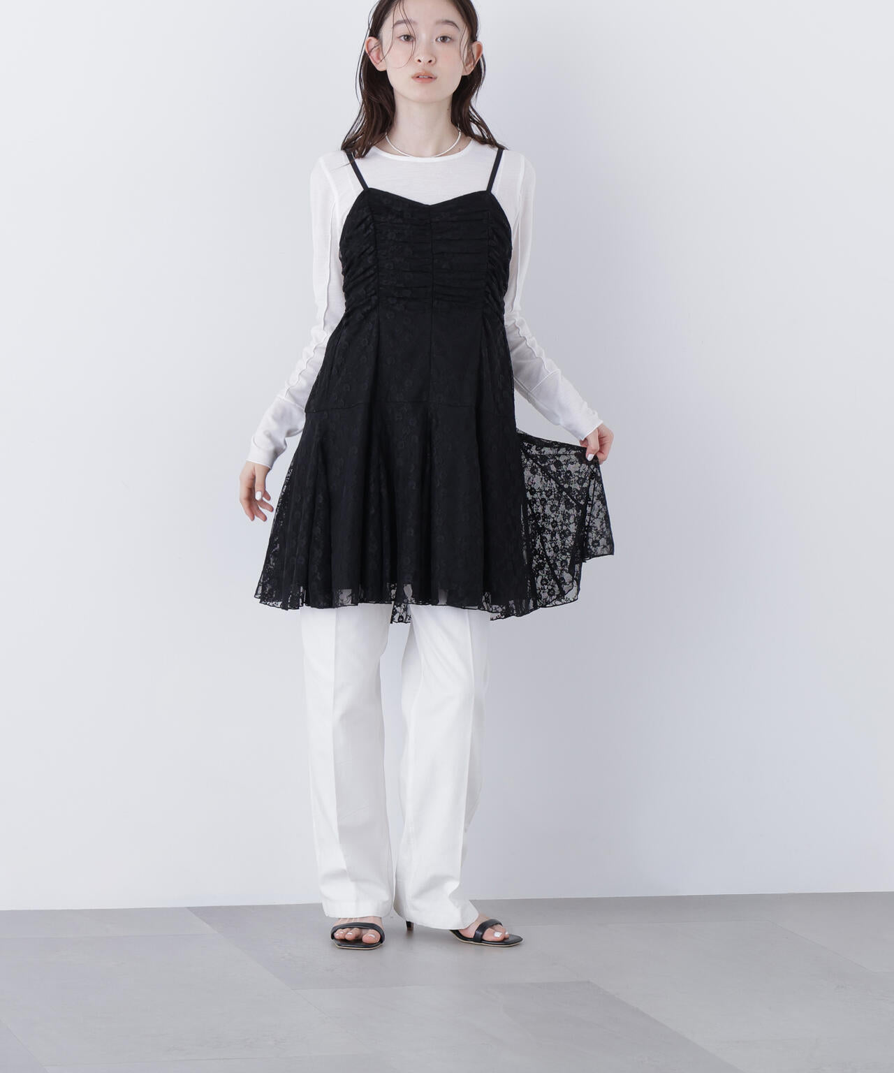 レースギャザーキャミチュニック