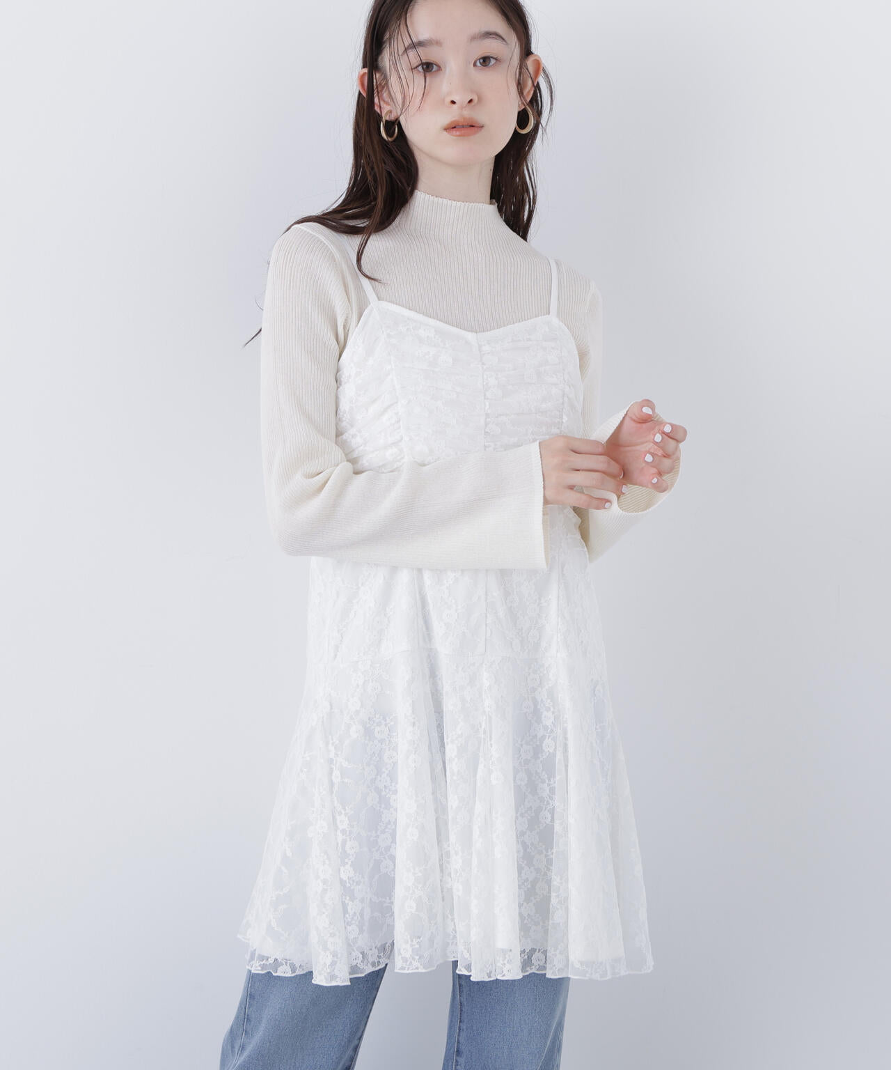 レースギャザーキャミチュニック