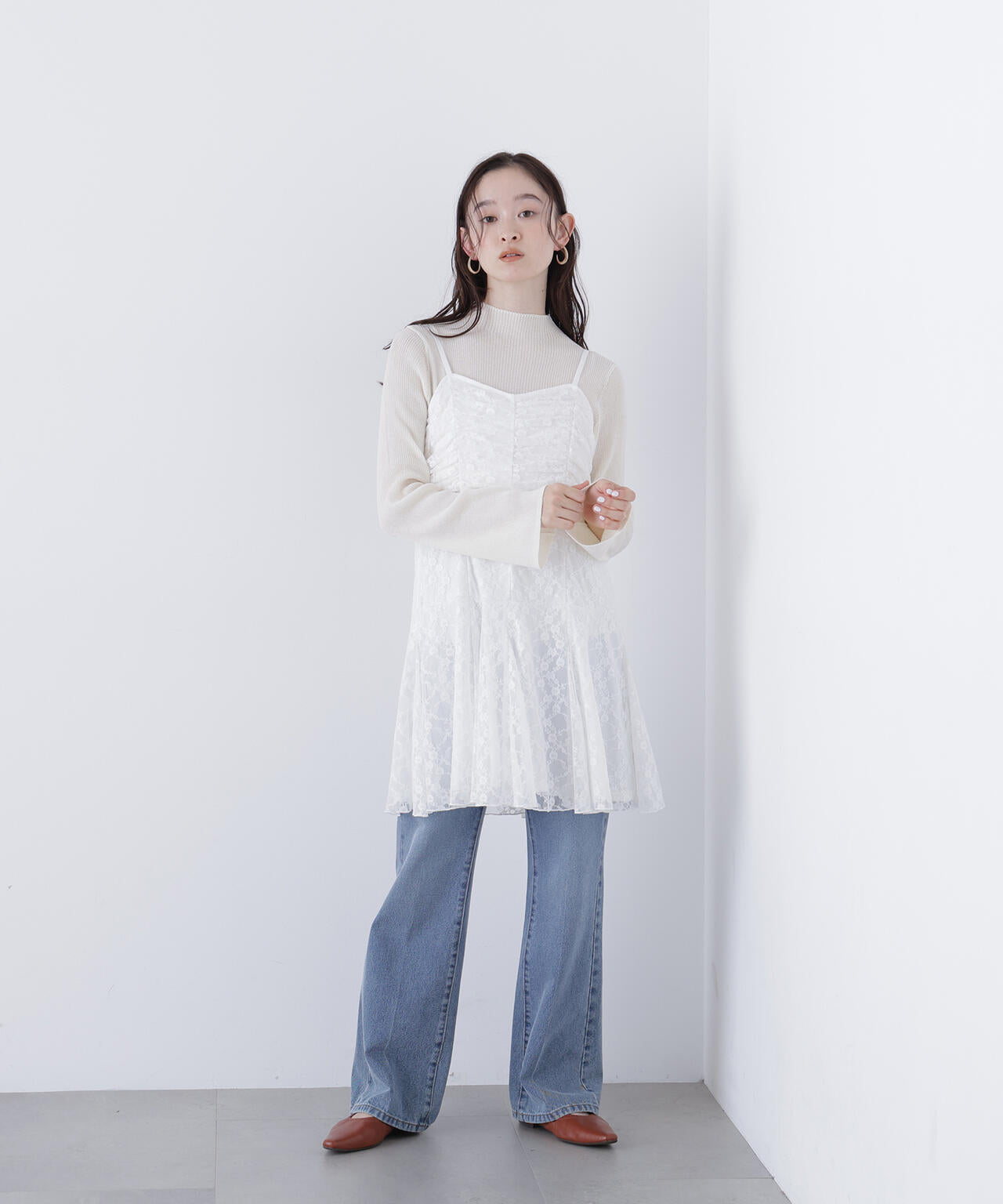 レースギャザーキャミチュニック