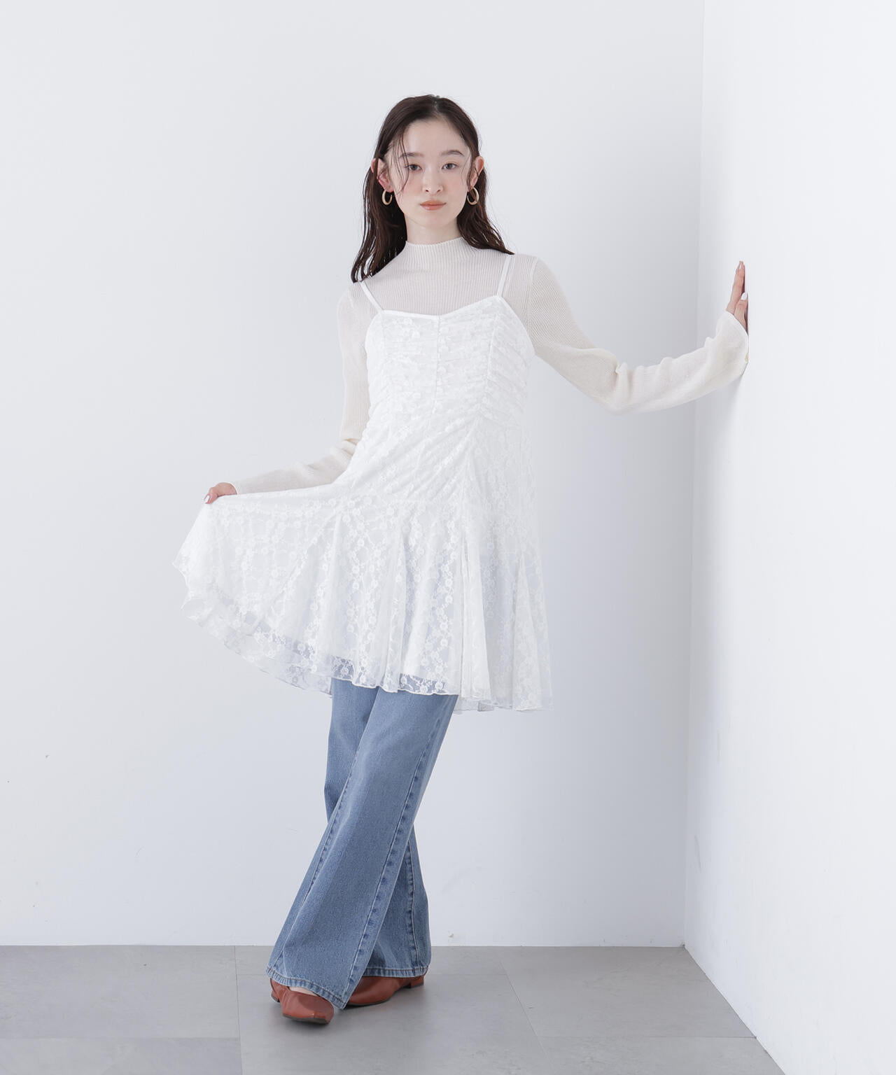 レースギャザーキャミチュニック