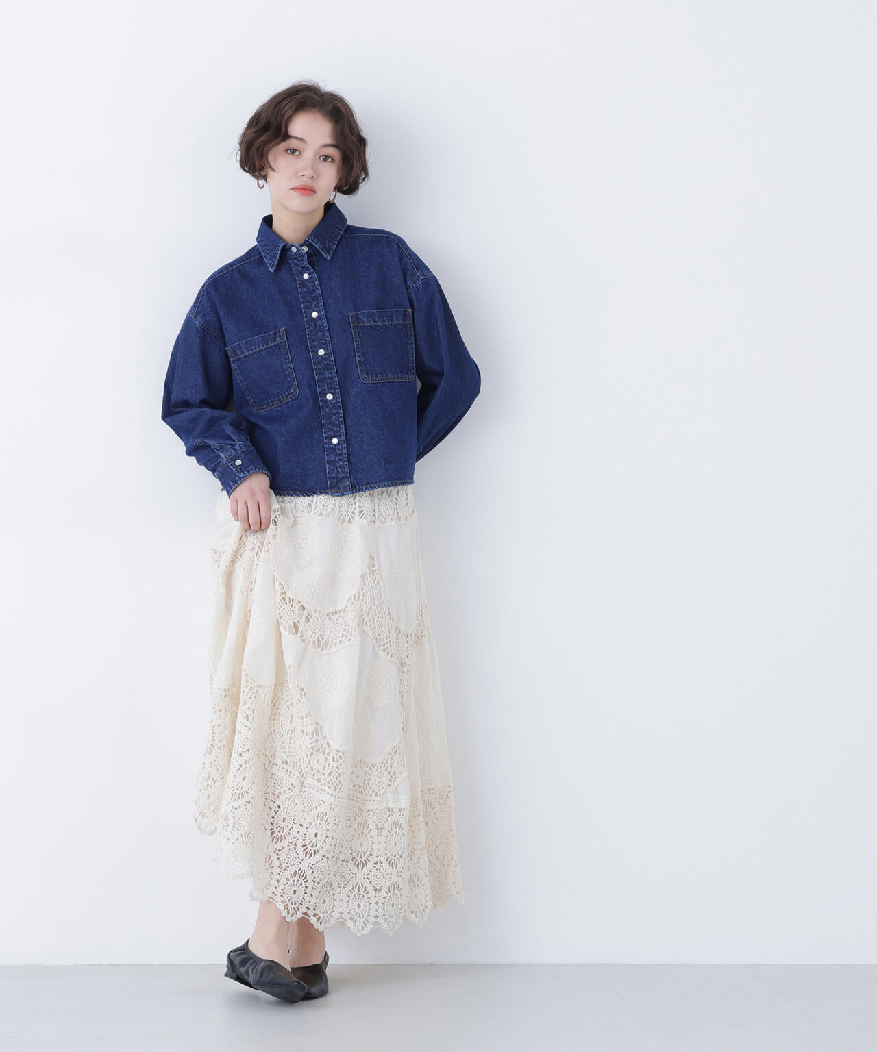 クロップドデニムシャツ