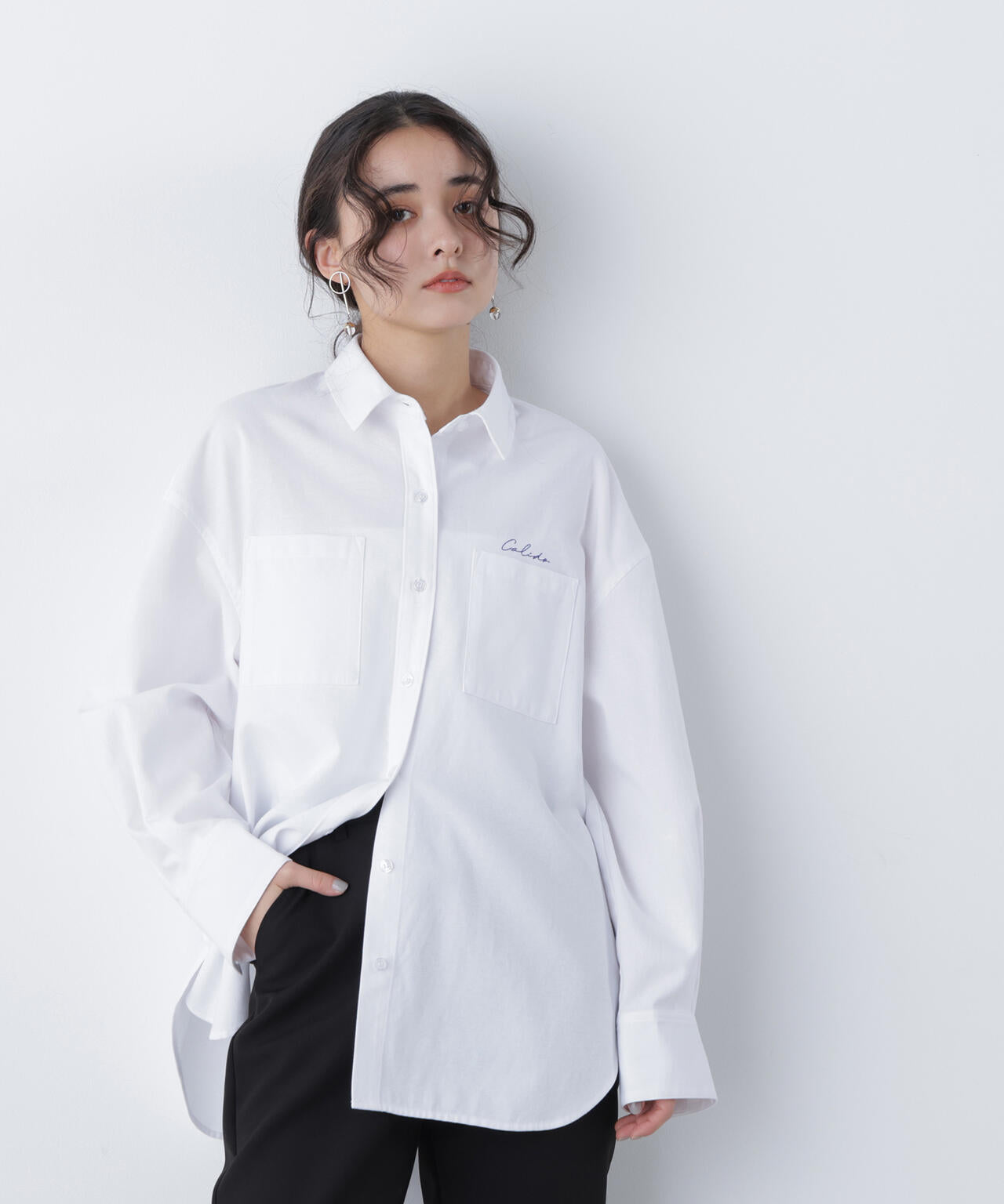 刺繍オックスフォードシャツ