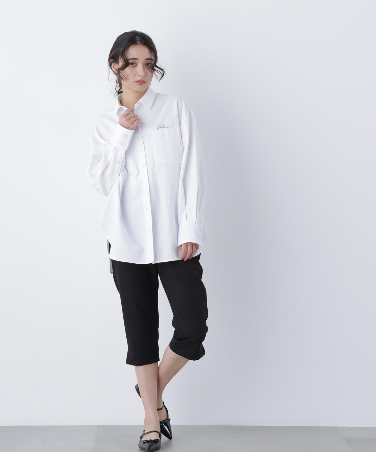 刺繍オックスフォードシャツ