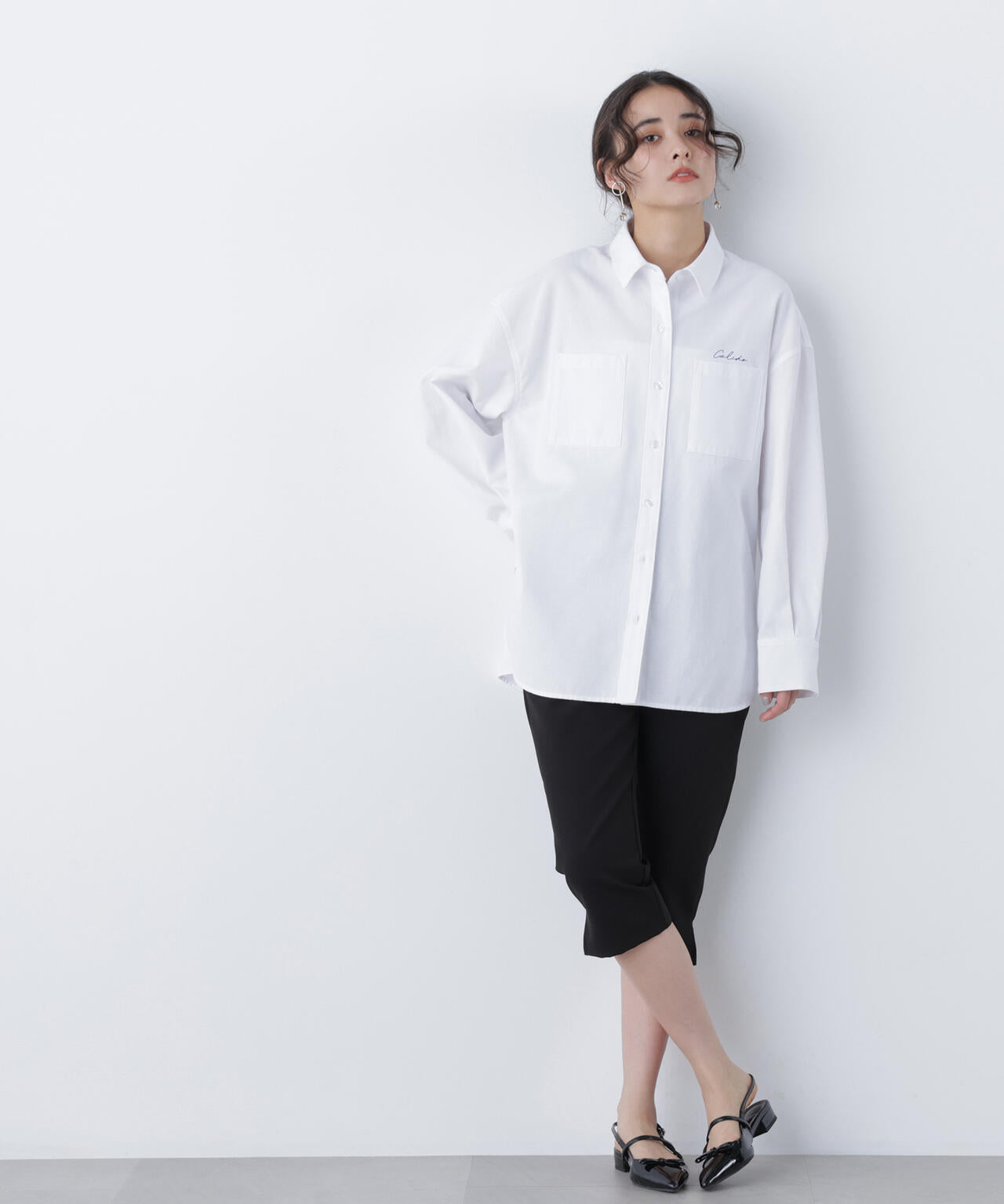 刺繍オックスフォードシャツ