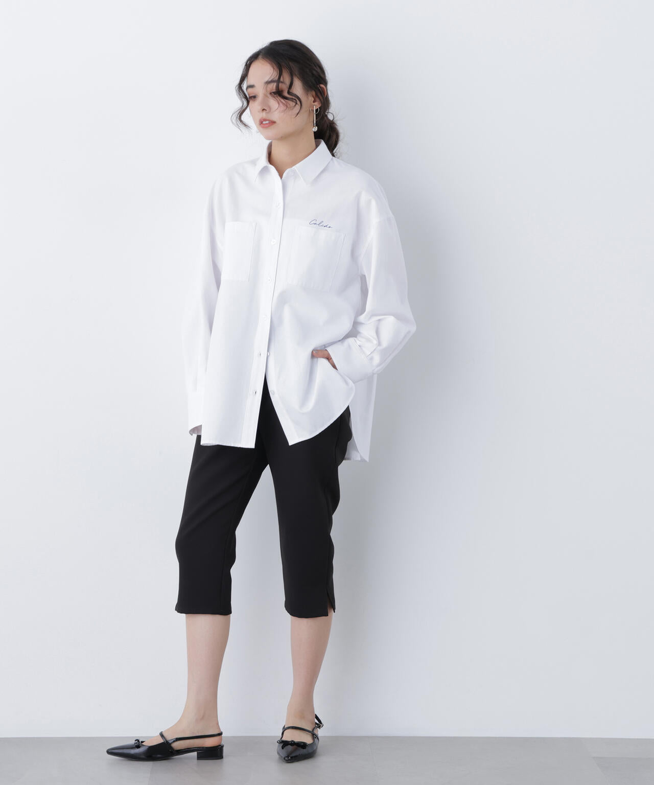 刺繍オックスフォードシャツ