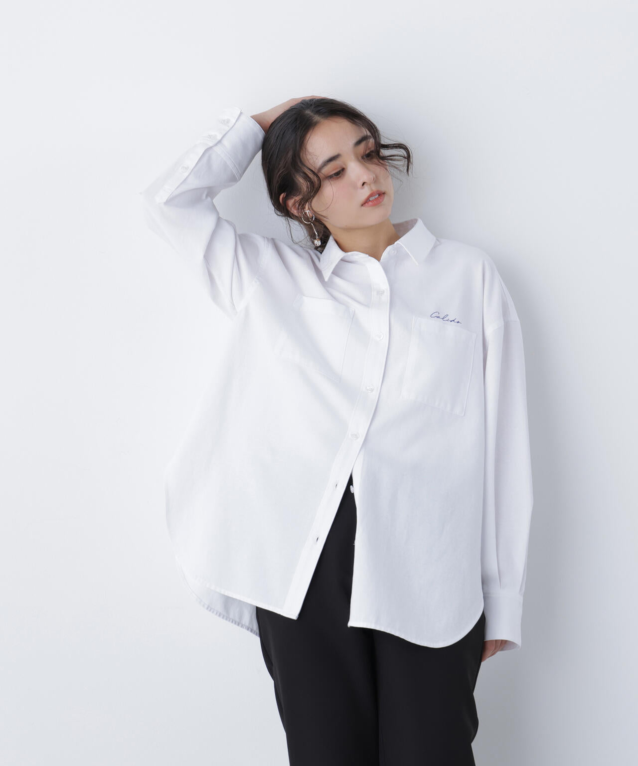 刺繍オックスフォードシャツ