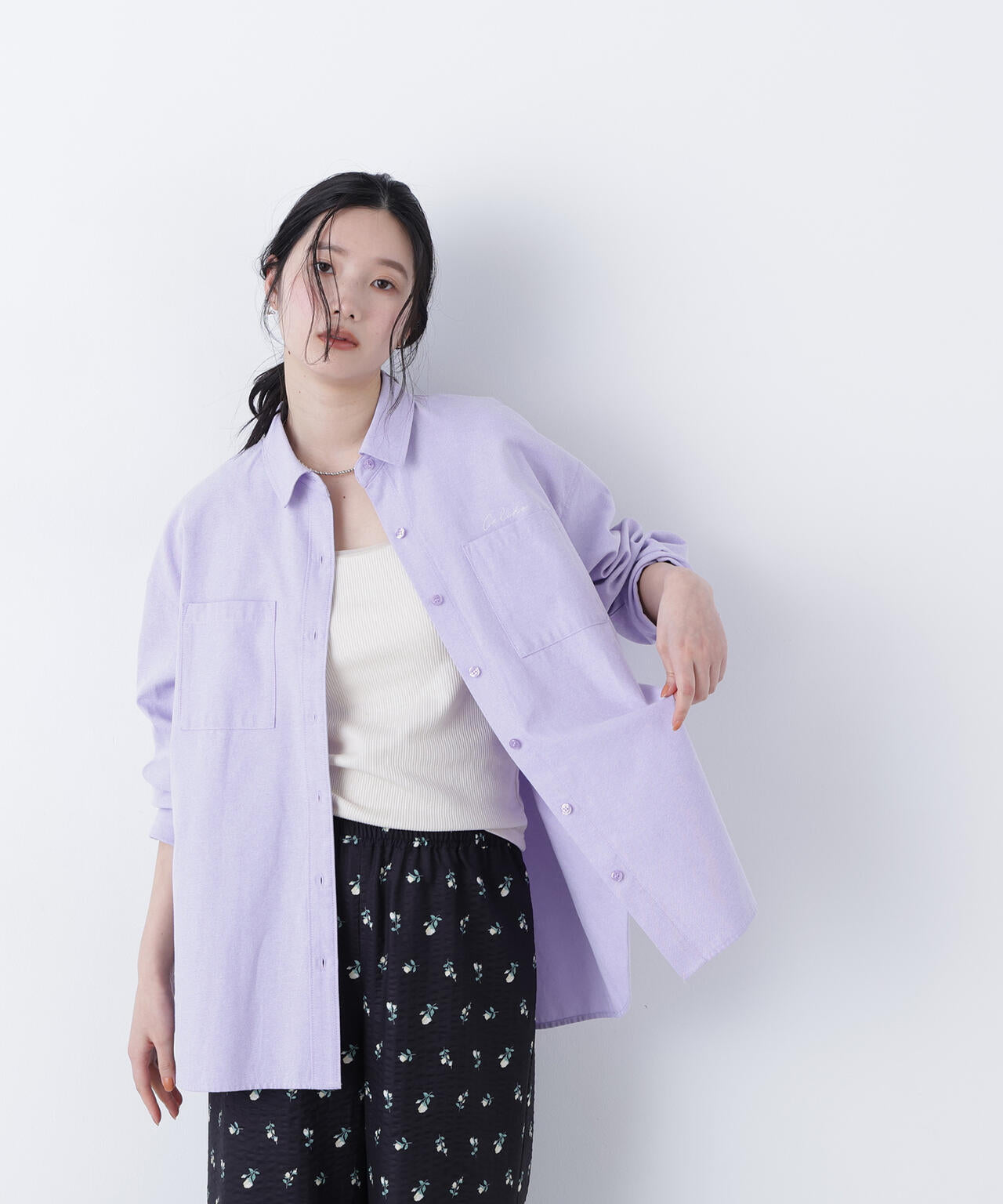 刺繍オックスフォードシャツ