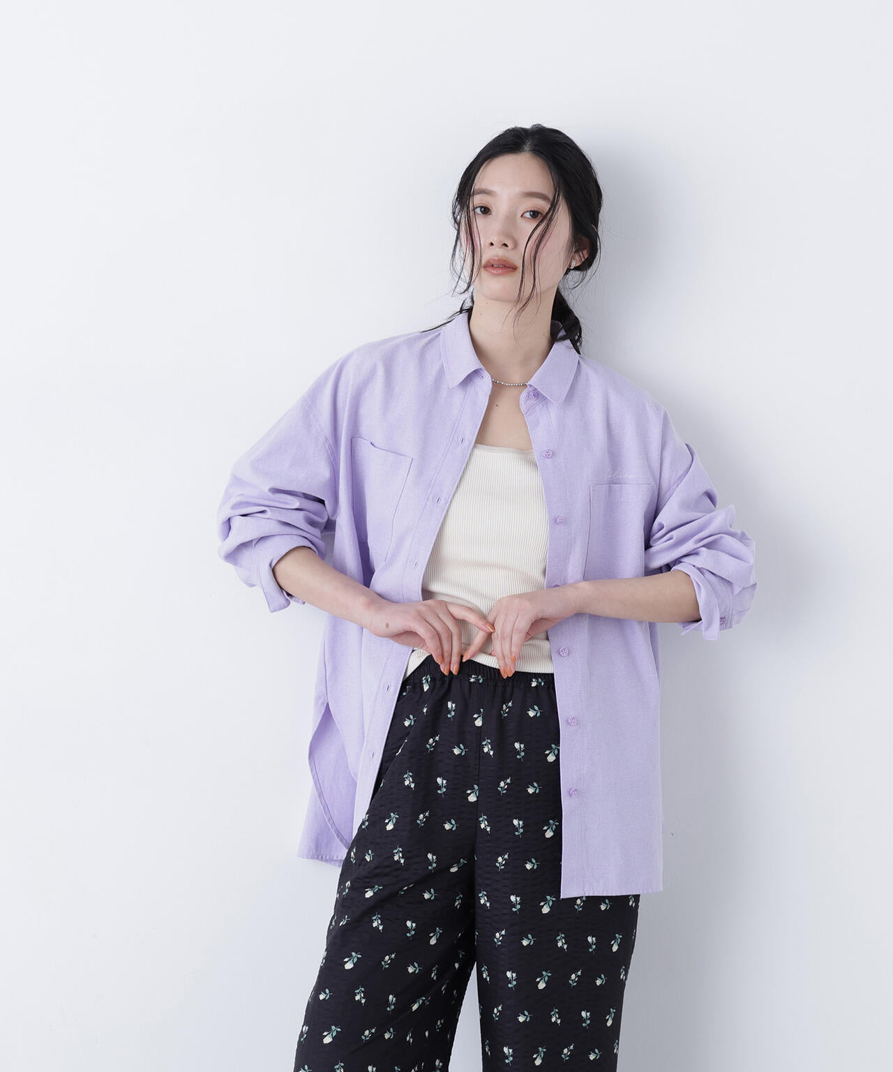 刺繍オックスフォードシャツ