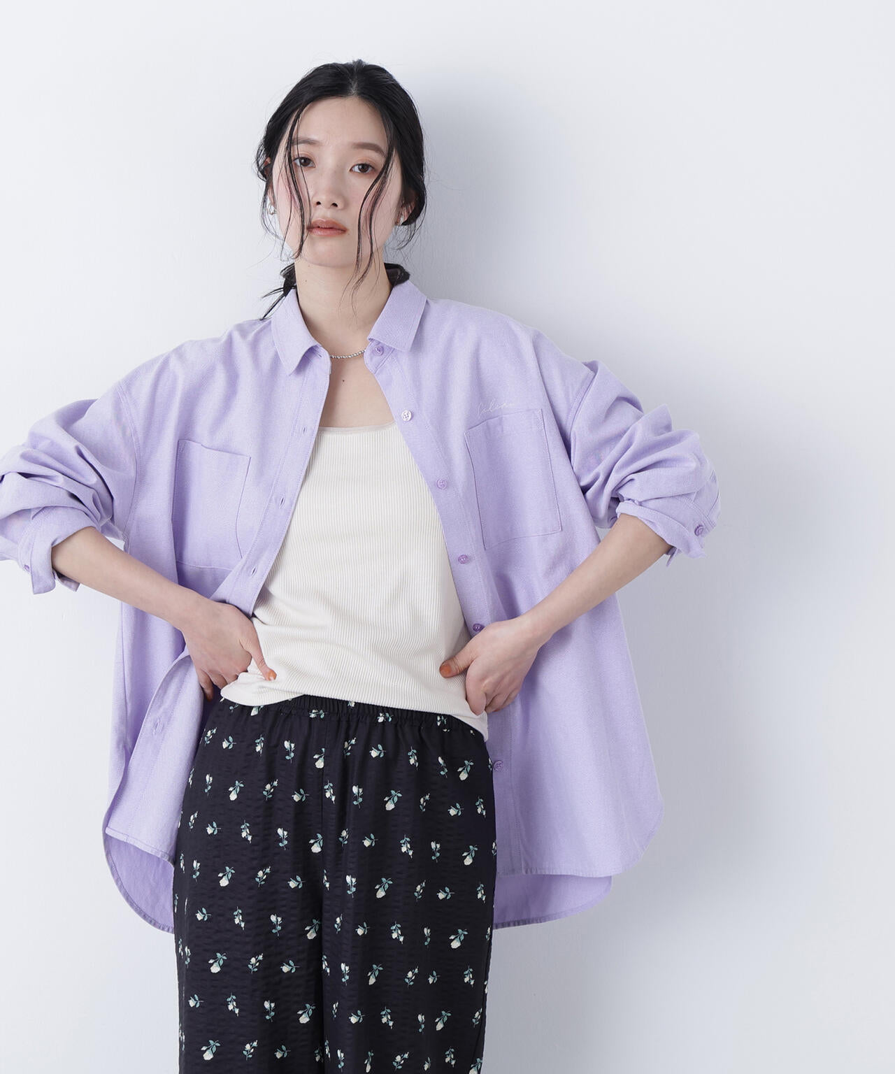 刺繍オックスフォードシャツ