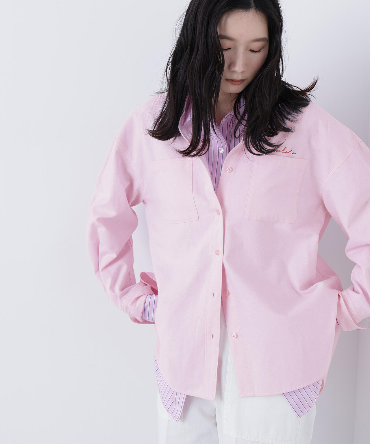 刺繍オックスフォードシャツ