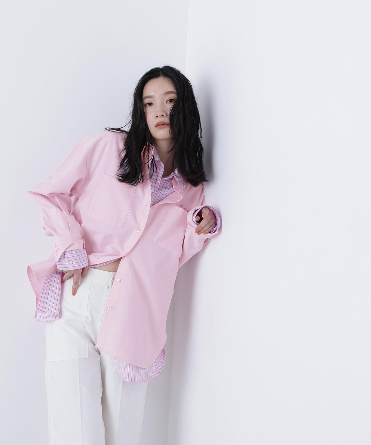 刺繍オックスフォードシャツ