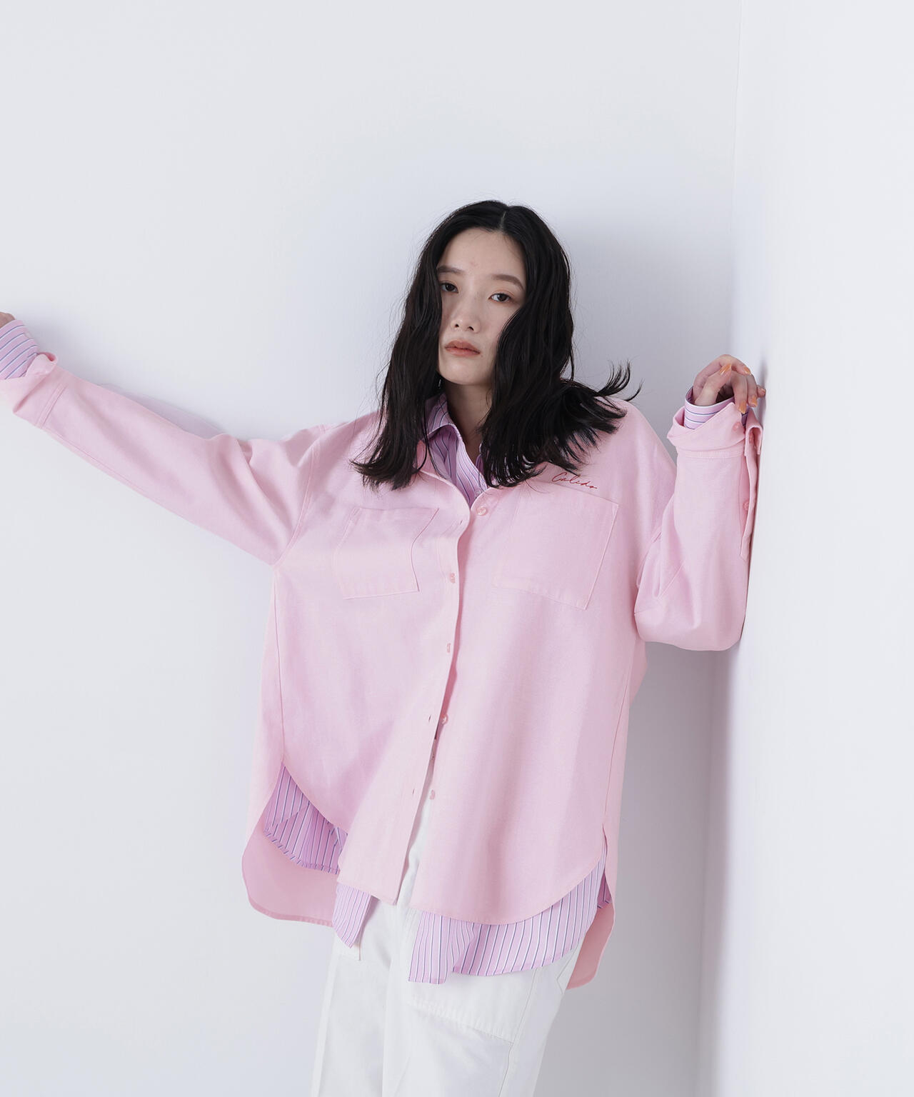 刺繍オックスフォードシャツ