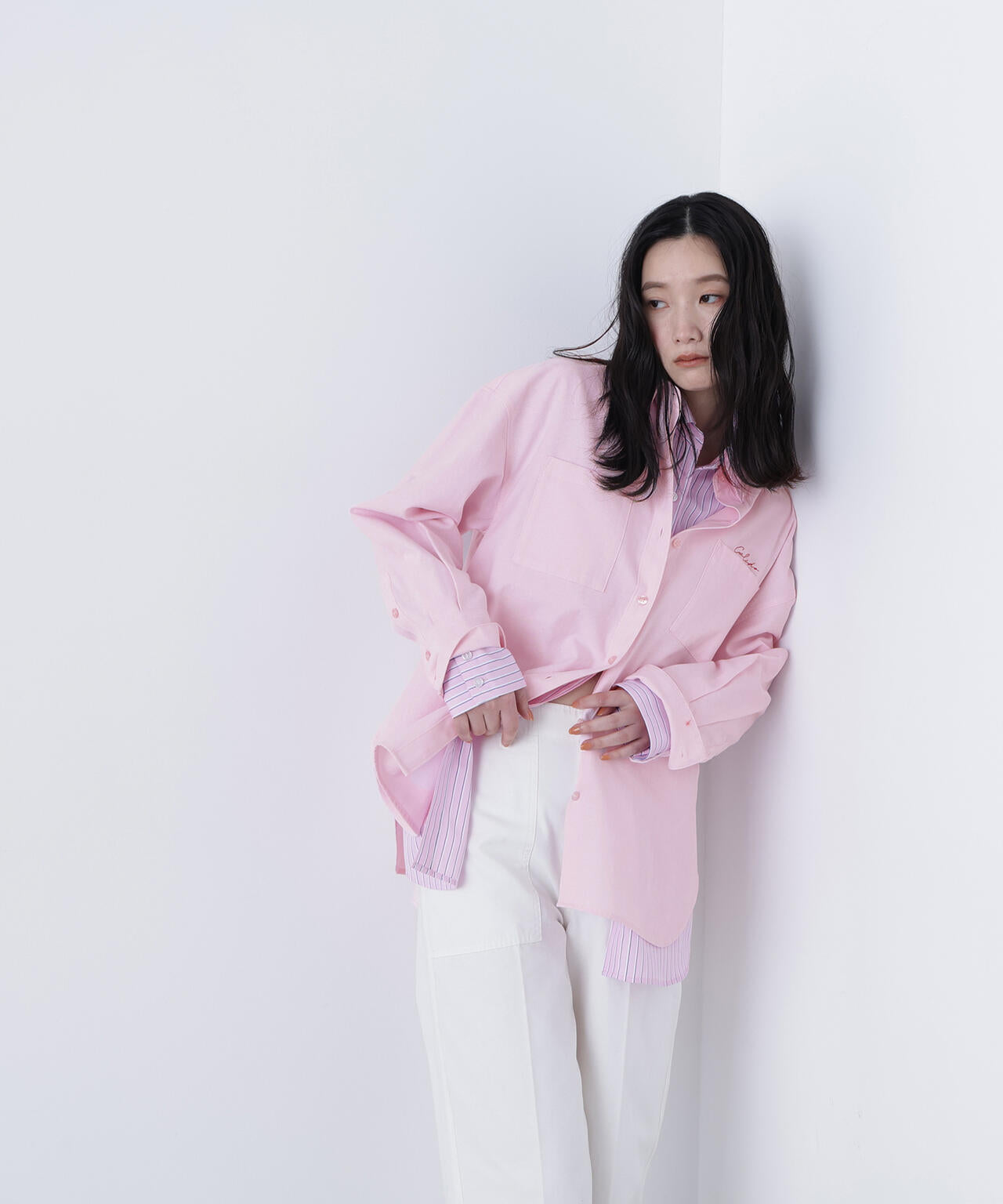 刺繍オックスフォードシャツ