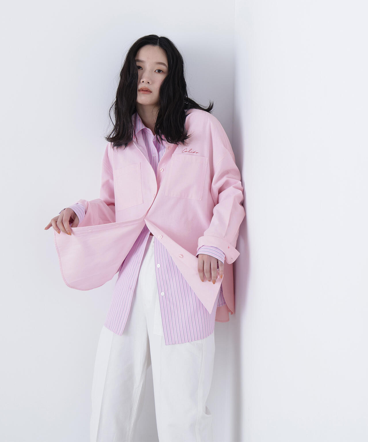 刺繍オックスフォードシャツ